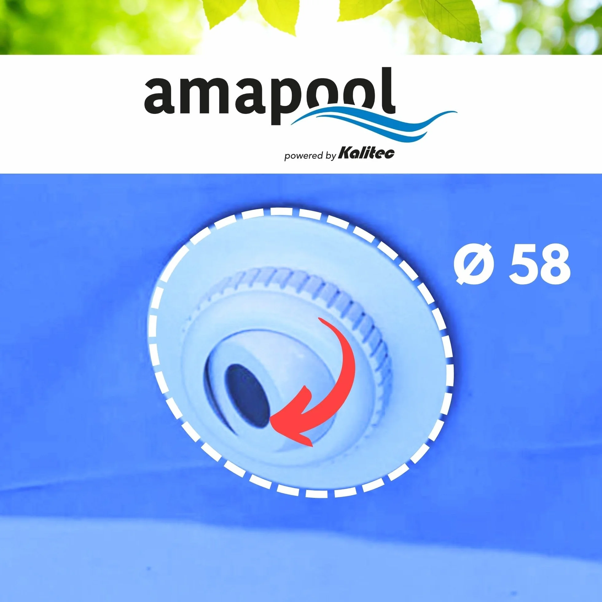 Amapool Dysza wlotowa 14 cm I dysza wlotowa do basenu z tulejką do węża 38/32 mm I standardowa dysza wlotowa basenowa I regulowana głowica dyszy I przyłącze węża 32 mm i 38 mm I długość 14 cm