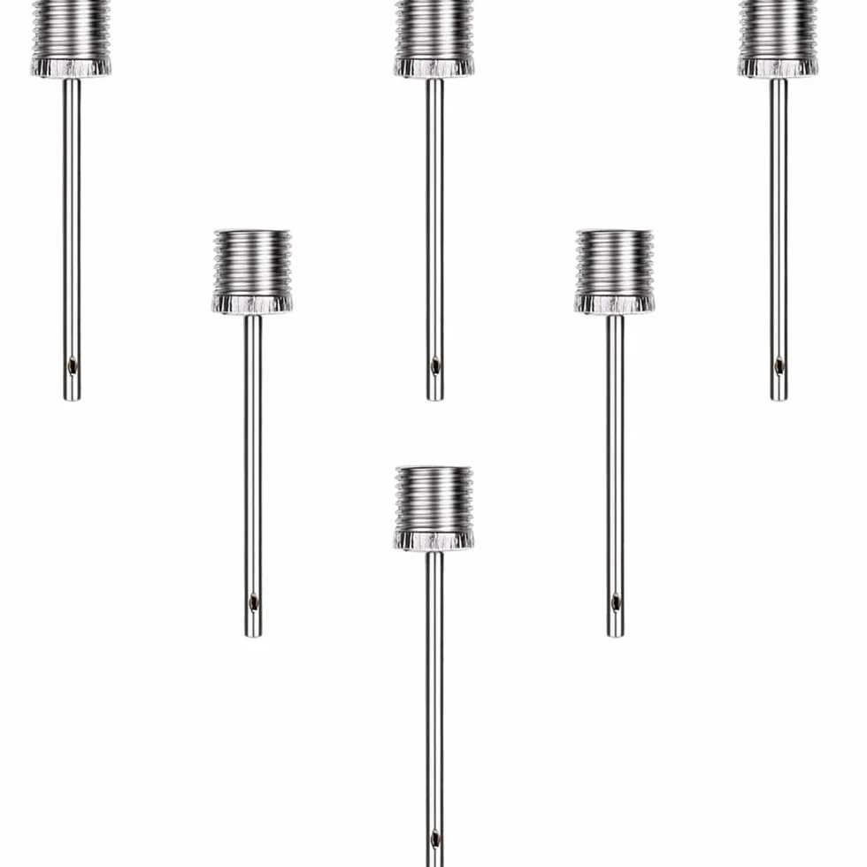 Igły do Pompki do Piłek - 6 Sztuk Igły do Pompki Powietrza ze Stali Nierdzewnej, Adapter Zaworu Z Podwójnym Otworem Nadmuchiwana Igła, Igły do Pompowania Pompki do Piłki Nożnej, Koszykówki
