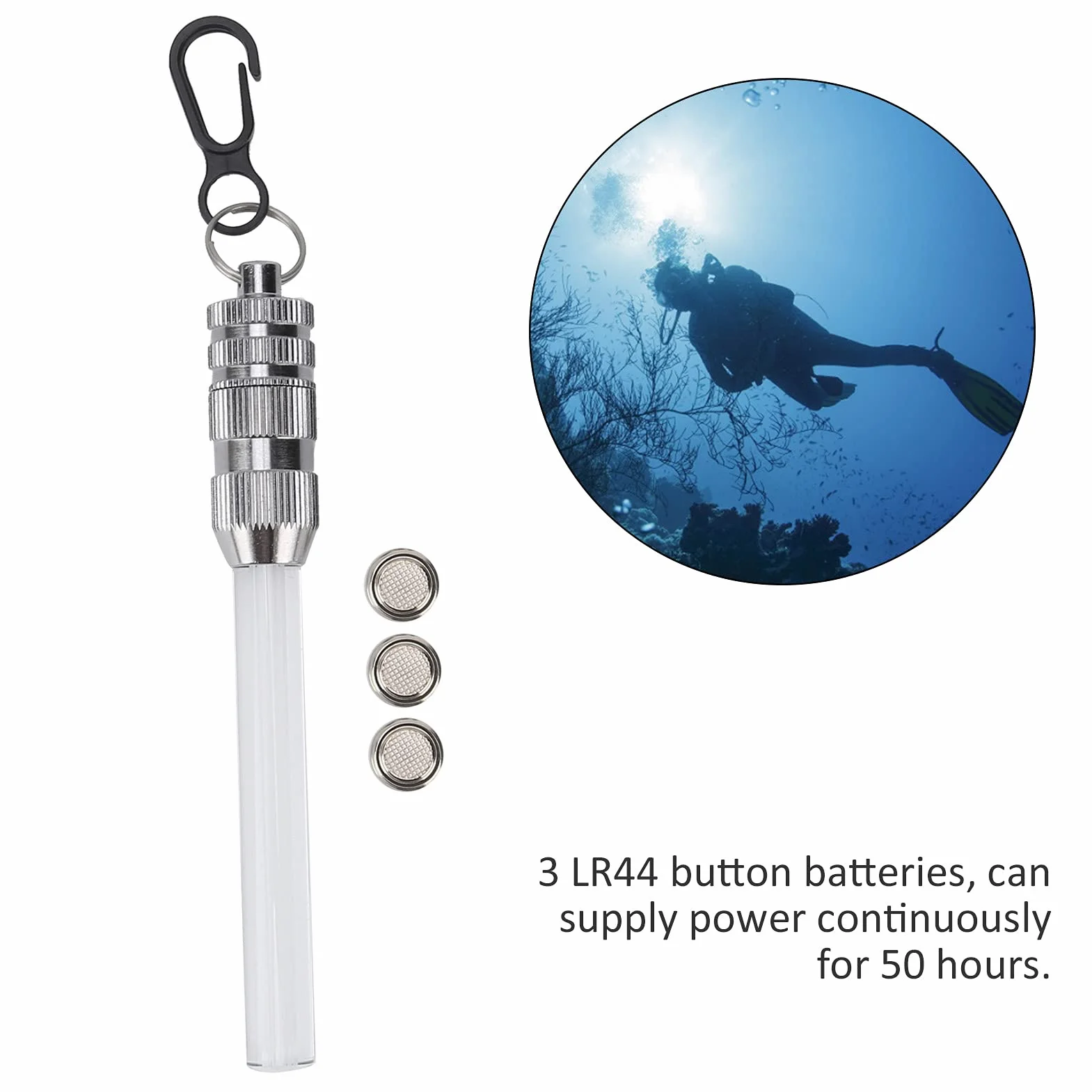Lampka Ostrzegawcza do Nurkowania Mini Compact Diving Latarka Lampa Diver Białe stałe światło
