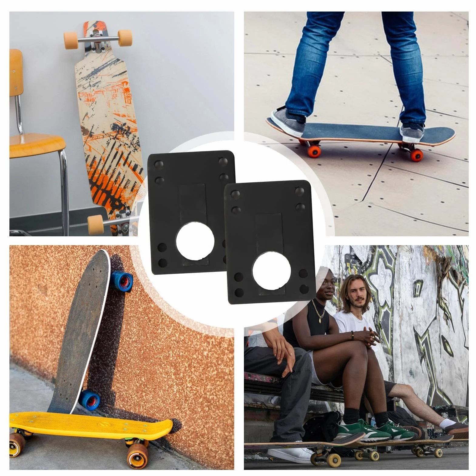 Generico Deskorolka Shock Pads, Angle Wedge Riser Pads. Rubber Deskorolka Pads. Podk?adki zapobiegawcze Wheelbite Prevention Pads. Absorbers Deskorolka Riser Pads ?kka guma 72 x 52 mm / 2,83 x 2,05