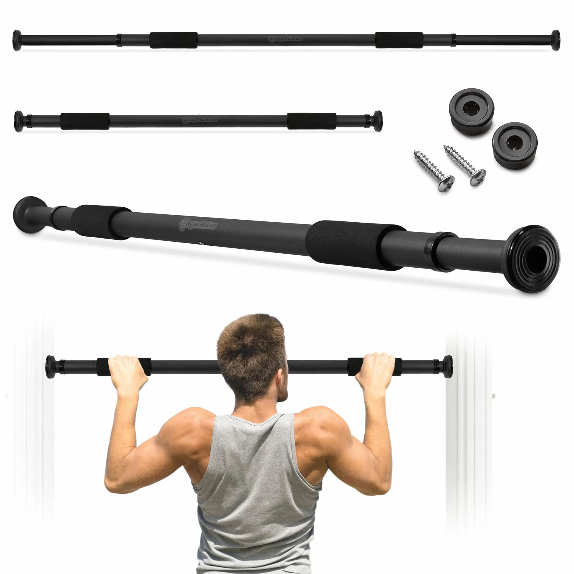 HyperMotion Drążek Rozporowy Regulowany 80-130 cm Udźwig 150 kg Montaż Bez Wiercenia Czarny