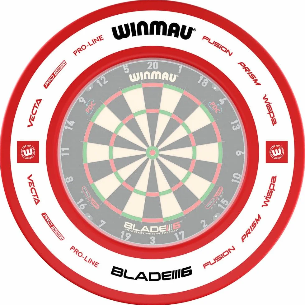 WINMAU tarcza do gry w darta Xtreme Outshot MvG z pierścieniem ochronnym i ochraniaczem ściennym