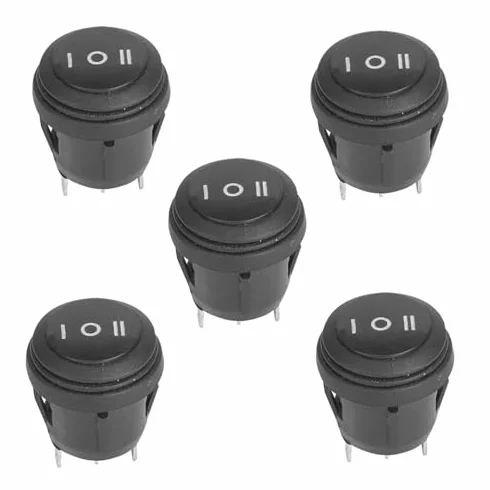 Przełącznik kołyskowy 5 szt., SPST ON/OFF/ON 3-pinowy 3-pozycyjny przełącznik zatrzaskowy 10A/125V 6A/250V wodoodporny mini przełącznik do samochodu łodzi