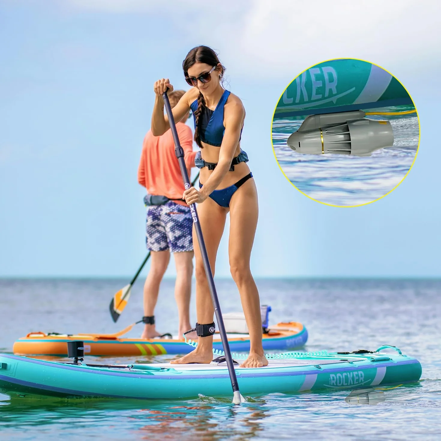 Trolling Motor for SUP, Bellyboat Thruster 9KM/H Speed Inflatable Stand-Up Paddleboard Kayaks Fishing Boats 18Lbs Thrust