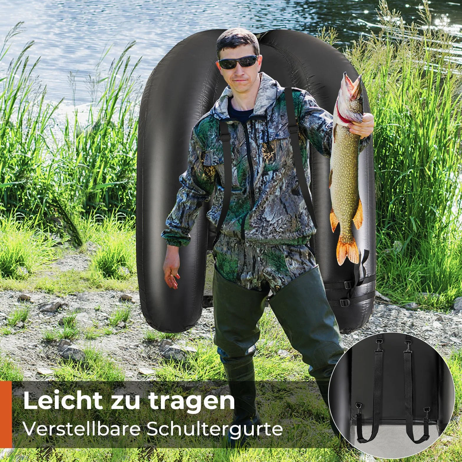 GOPLUS Bellyboat dmuchany ponton wędkarski 150 kg 146x109x44 cm moro