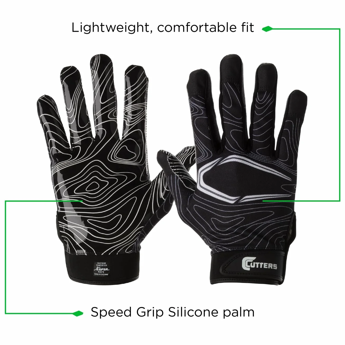 Cutters Odbiornik na dzień gry Glvs Blk Topo L/XL