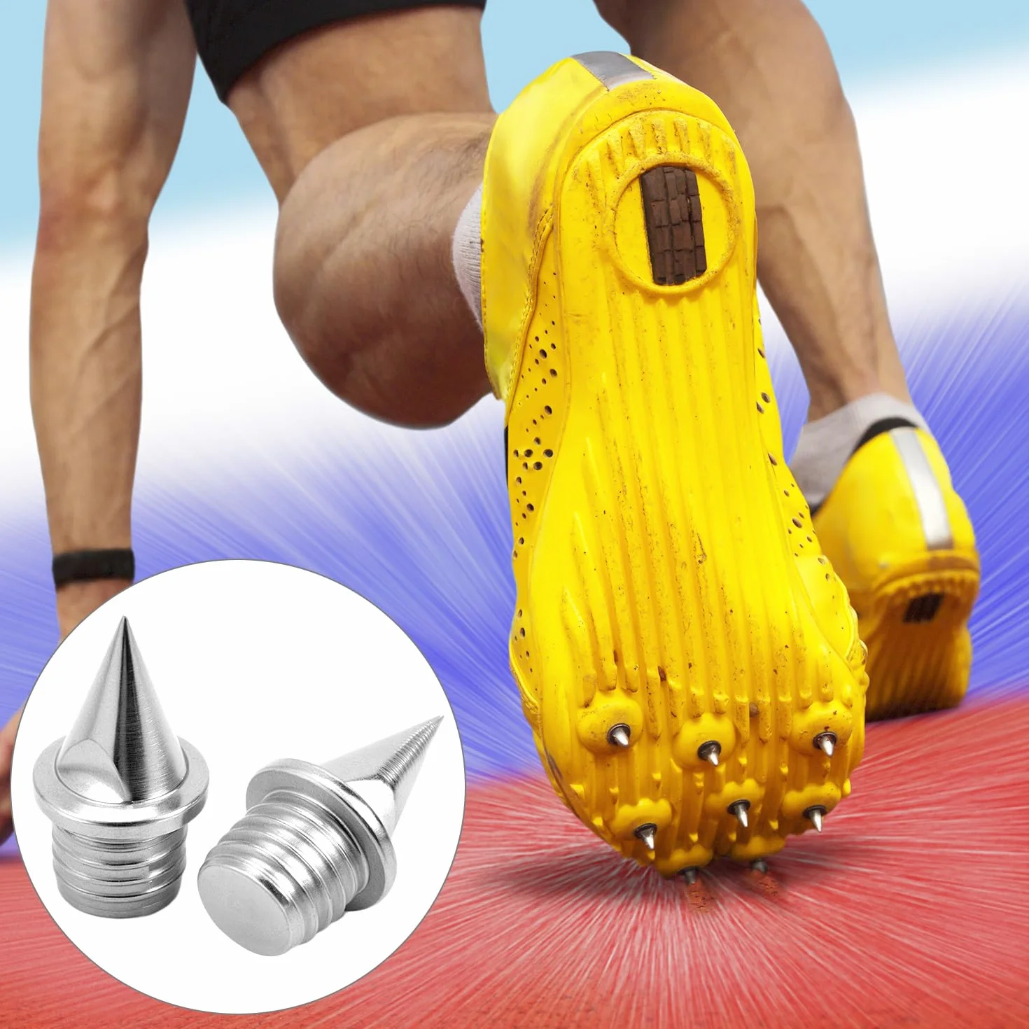 QWORK® 100 szt. kolców gąsienicowych 1/4 cala, stalowe zamienne kolce do biegania do butów sportowych, sportów lekkoatletycznych (srebrne)