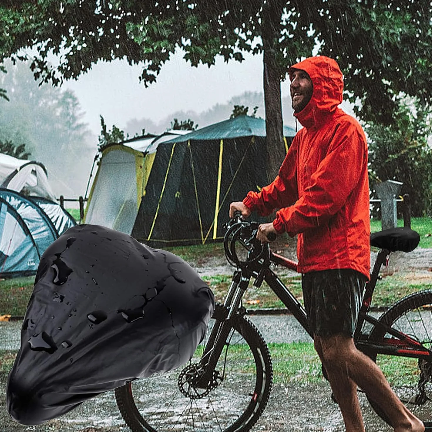 Oykrueats Zestaw 2 ochraniaczy na siodełko rowerowe, wodoszczelne, czarne, elastyczne ochraniacze na siodełko rowerowe, uniwersalne pokrowce na siodełko rowerowe, lekkie pokrowce na siodełko rowerowe
