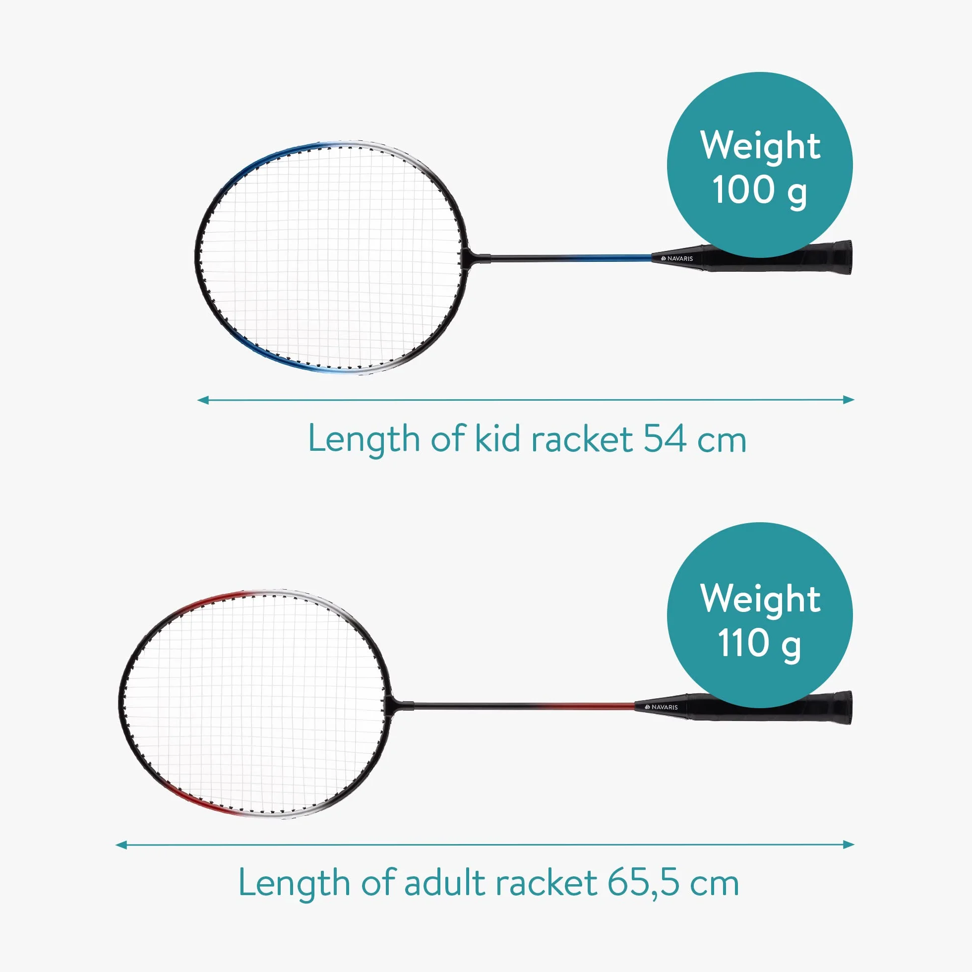 Navaris Badminton Inc. Spred Balls Zestaw Rakieta Badmintona z Torbą Czerwony Niebieski