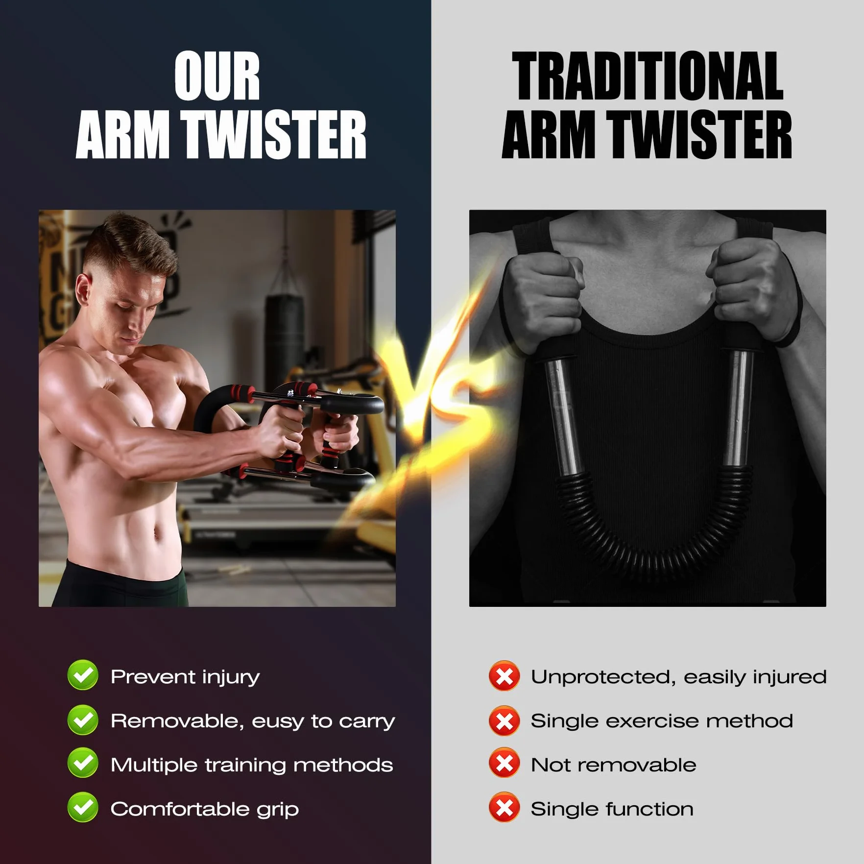Twister Armtrainer 3-stopniowy regulowany trener ramion i klatki piersiowej z oporem 30/40/50 kg przenośny