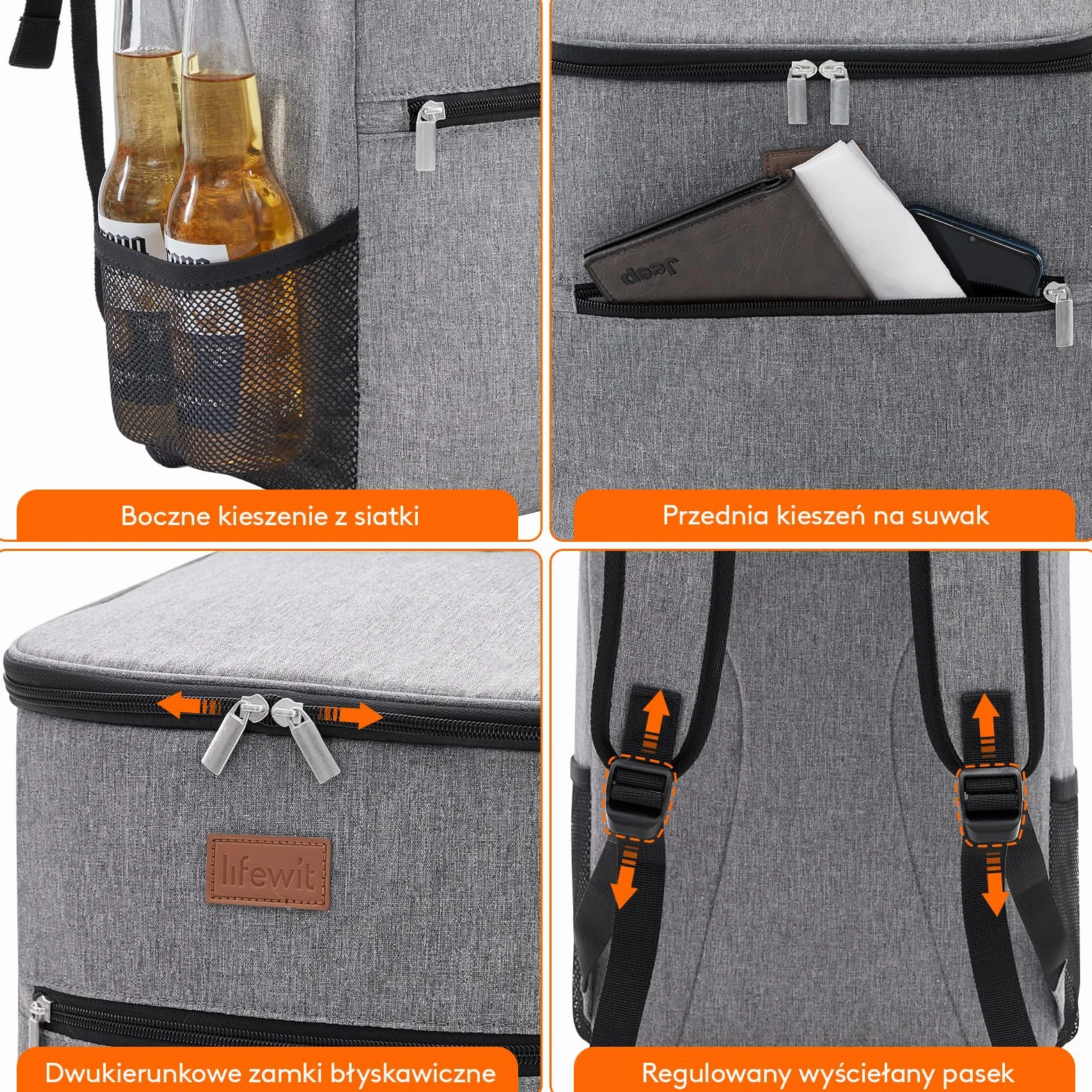 Lifewit Torba Termiczna Plecak, Duża Plecak Chłodzący dla Dorosłych, Torba Piknikowa Izolowana, Cooler Bag Wodoodporna Przenośna na Piknik, Plażę, Camping, Podróż