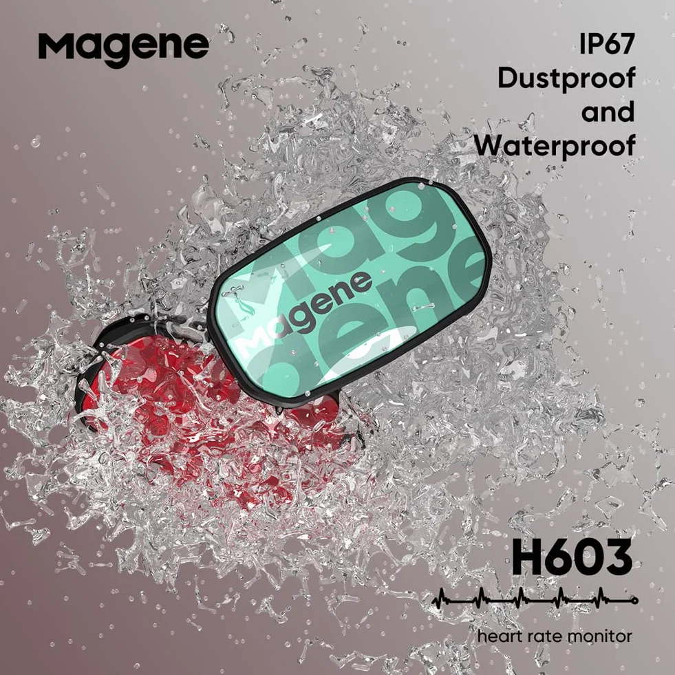 Magene H603 Pulsometr Pasek na klatkę piersiową HRM Fitness Tracker IP67 Wodoodporność Obsługa Bluetooth 4.2 i ANT+, Kompatybilny Wahoo, Zwift, Strava, Elite HRV