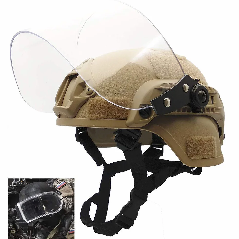Kask Airsoft Mich 2000 Quick z uchwytem NVG i goglami.