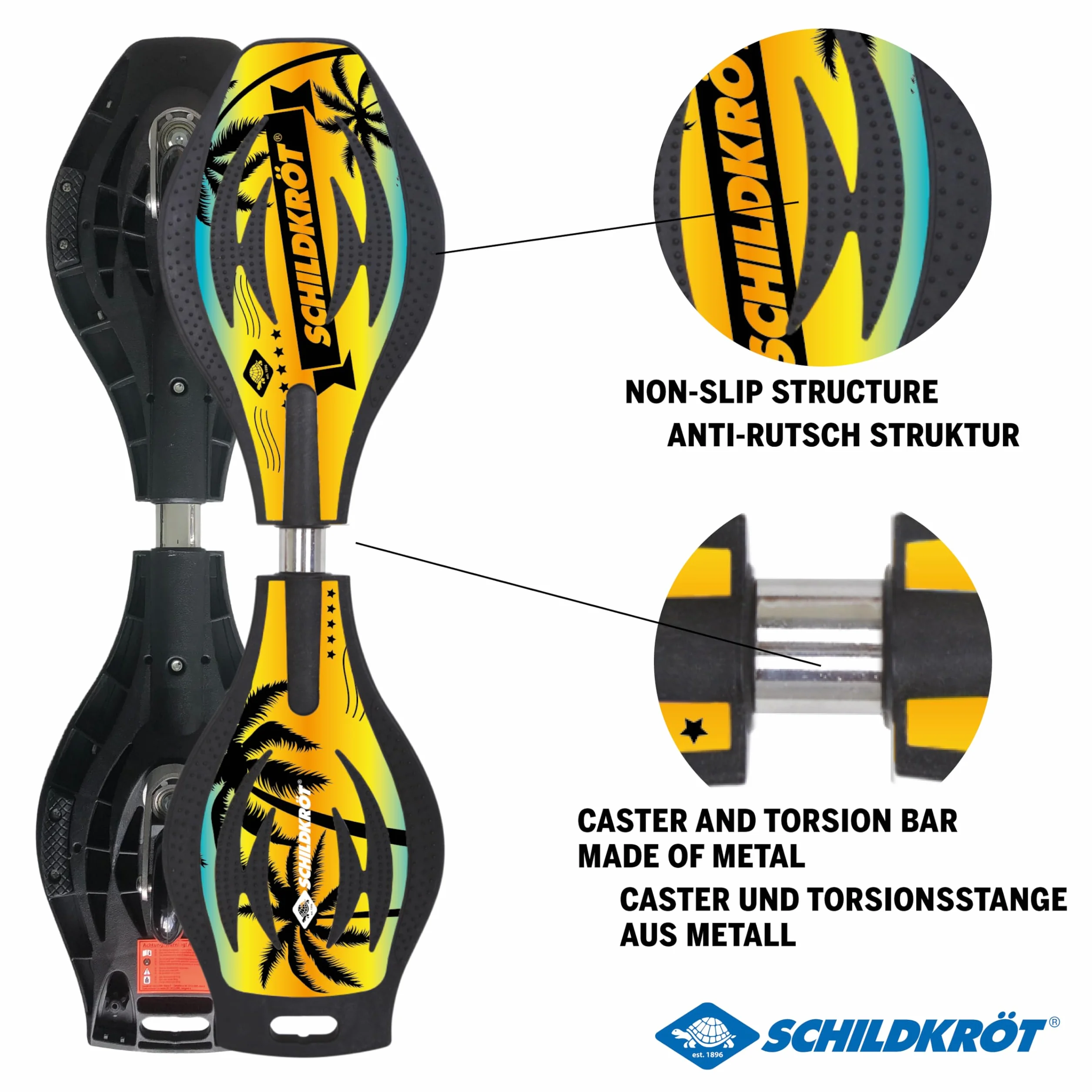 Schildkröt Waveboard Good Vibes, lekka i zwrotna deska z antypoślizgowymi wypustkami, różne wzory do wyboru