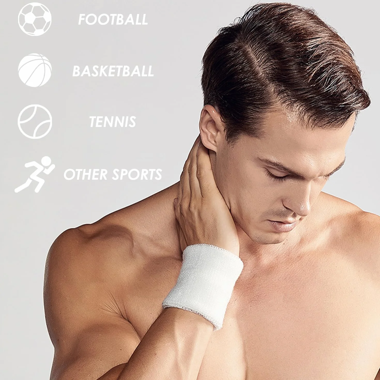2 pary bransoletek sportowych, do fitnessu, opaski przeciwpotne na nadgarstki, bransoletki sportowe, nadają się do kulturystyki, fitnessu, koszykówki i badmintona (czarne, białe)
