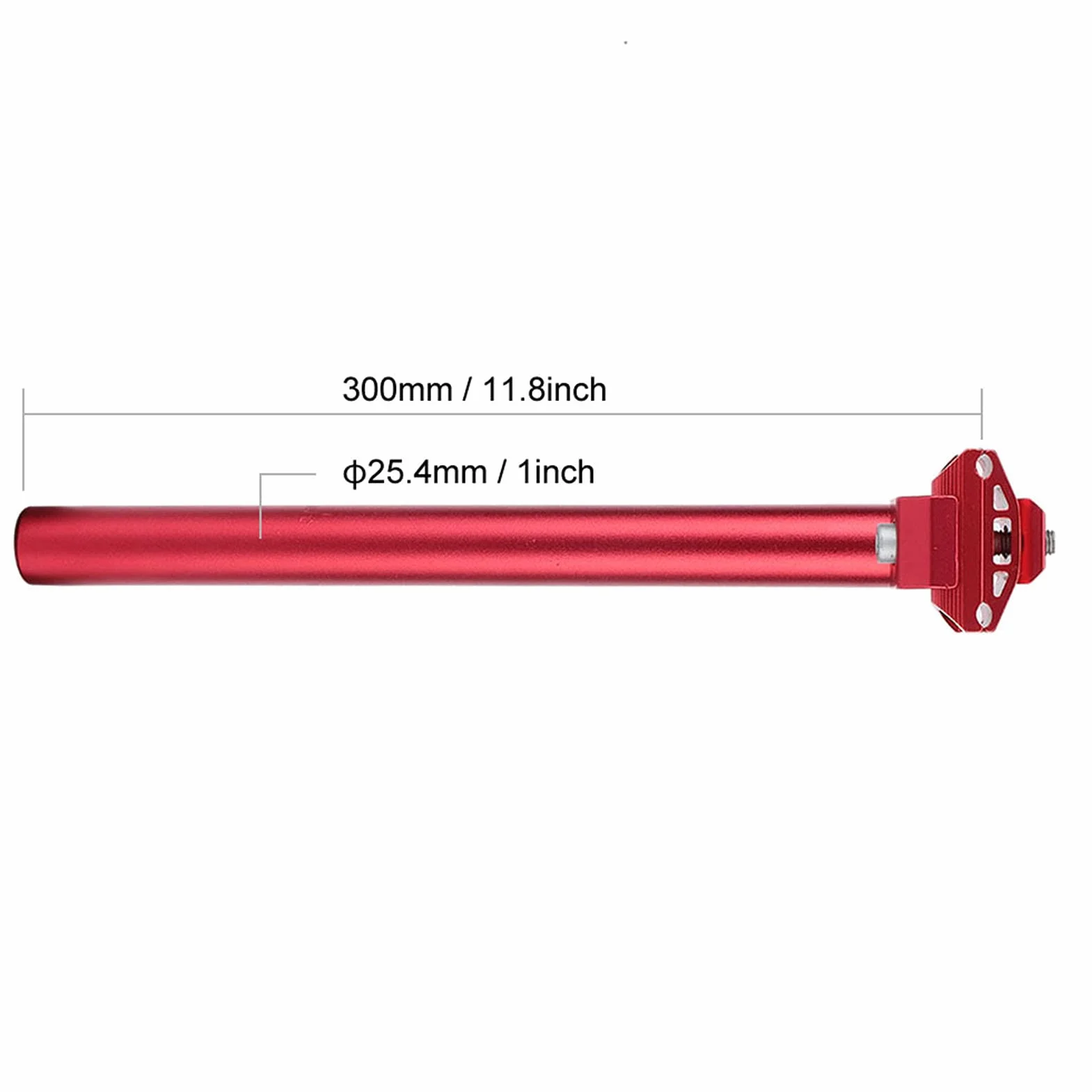 Sztyca Rowerowa 1 Cal 25,4 x 300 mm Chrome Aluminium Stop Odporny na Wstrząsy Rower Szosowy Górski Srebrny