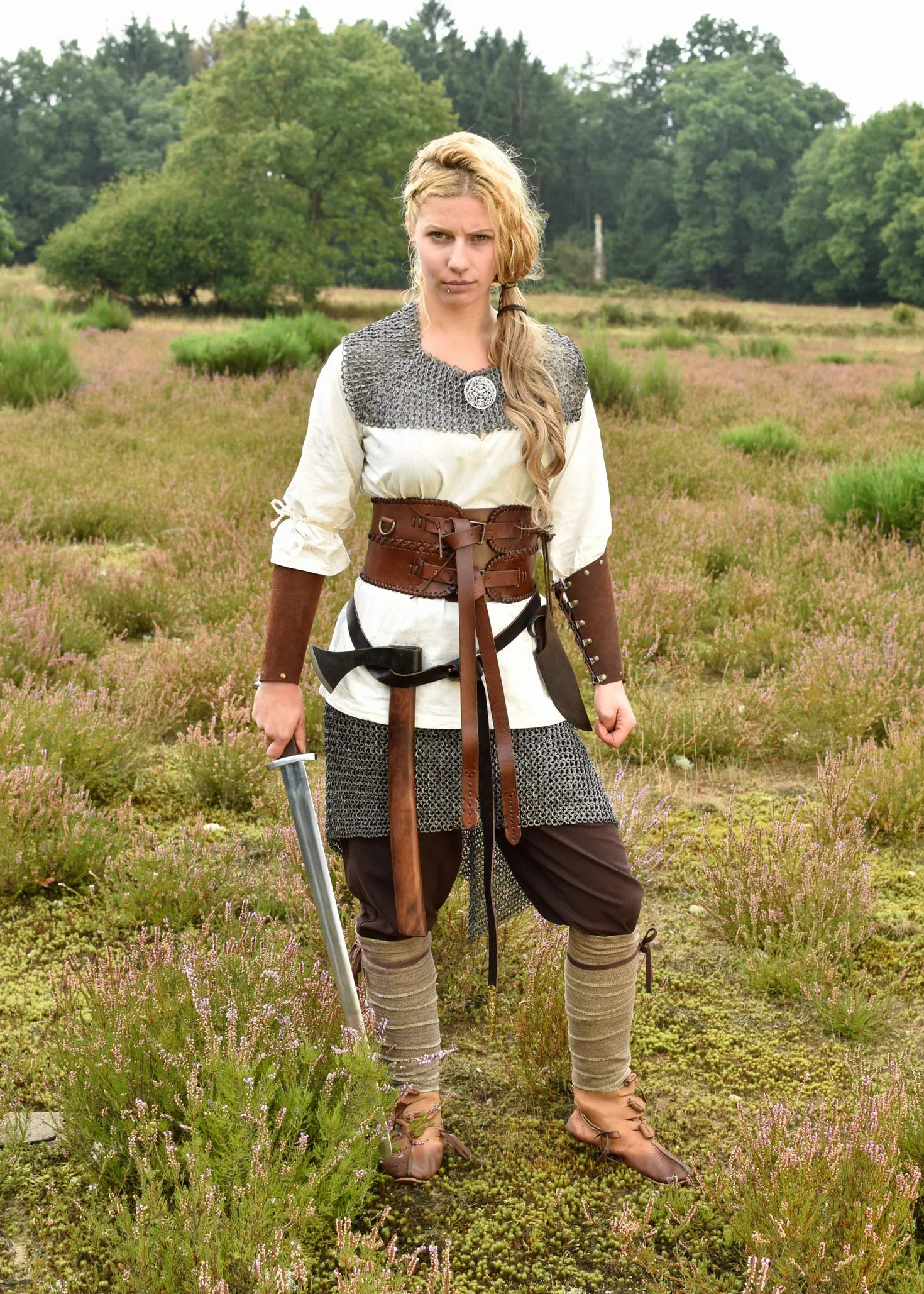 Battle-Merchant 1 para owijek do łydek/owijek na nogi ze wzorem w jodełkę, brązowy/naturalny, 350 x 10 cm