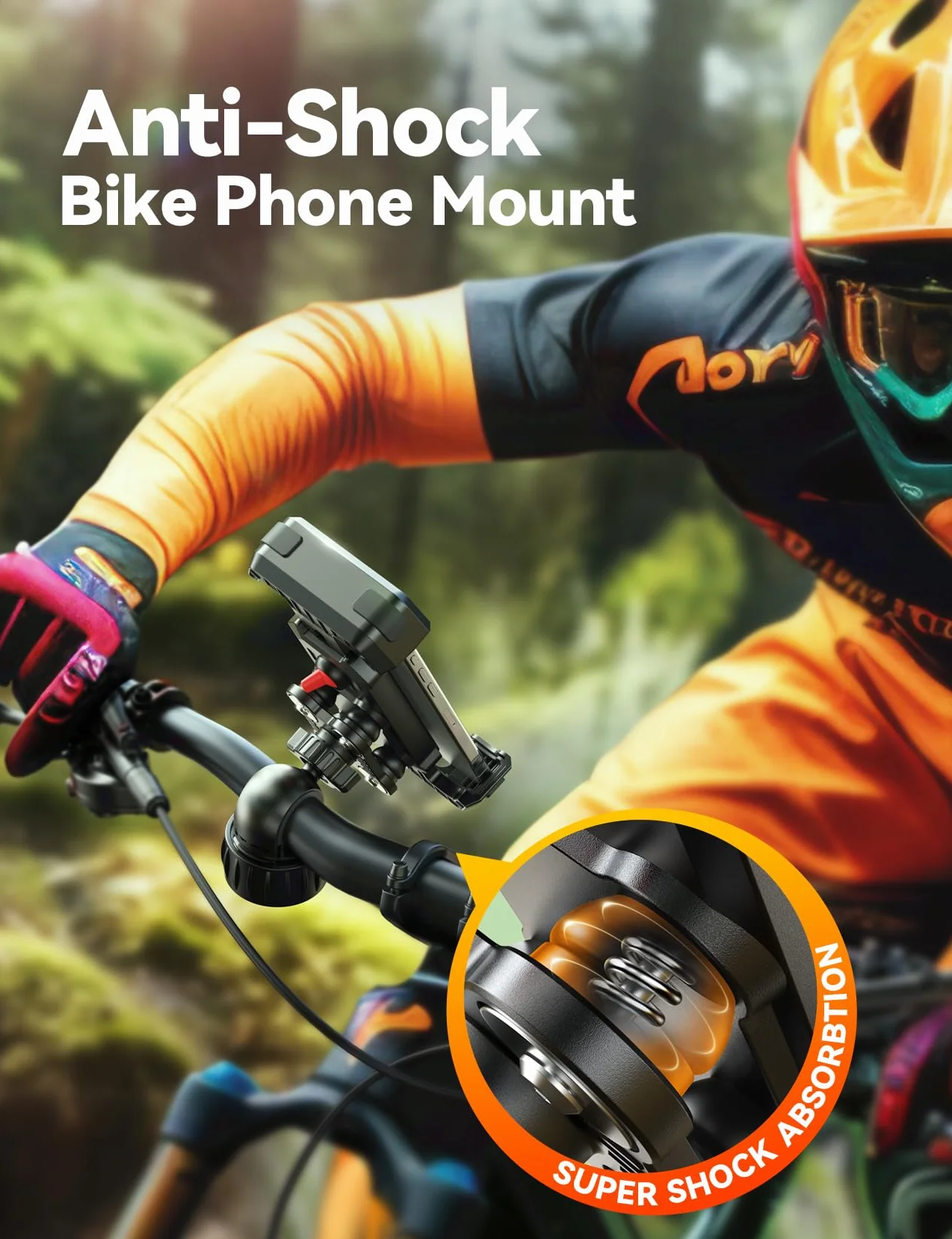 JOYROOM 2025 Uchwyt Rowerowy na Telefon【System Absorpcji Wstrząsów】Uniwersalny Uchwyt Motocyklowy na Kierownicę - Antywstrząsowy dla iPhone 16/15/14 Pro Max, Samsung S24/23 Ultra, Smartfonów 4,7"-7"