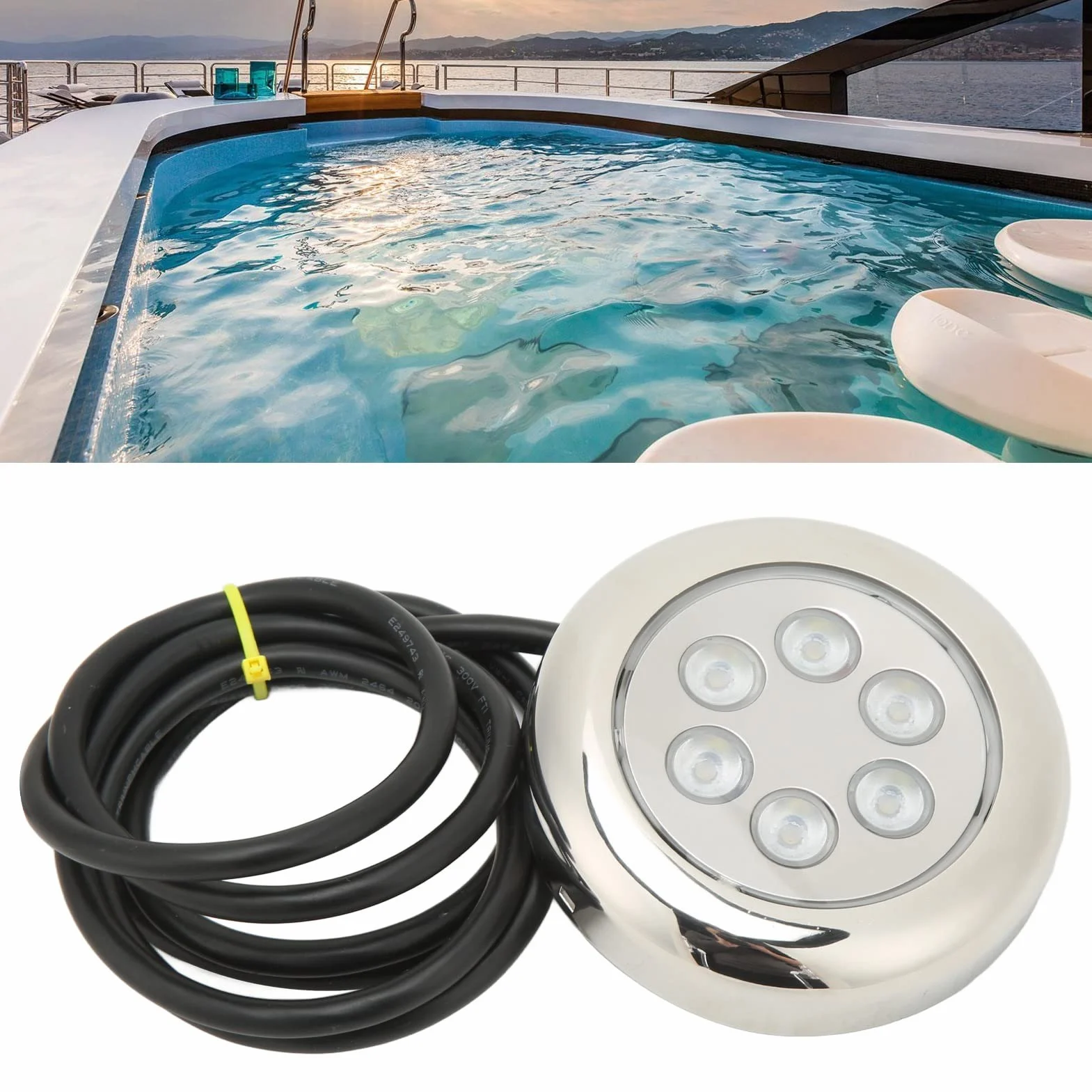 LED Podwodne światła łodzi, 3.5in IP68 wodoodporny LED podwodne światło, montaż powierzchniowy, 12V-24VDC, podwodne światło pawęż dla łodzi Jachty Rejsy Statki Żaglówki Ponton pawę