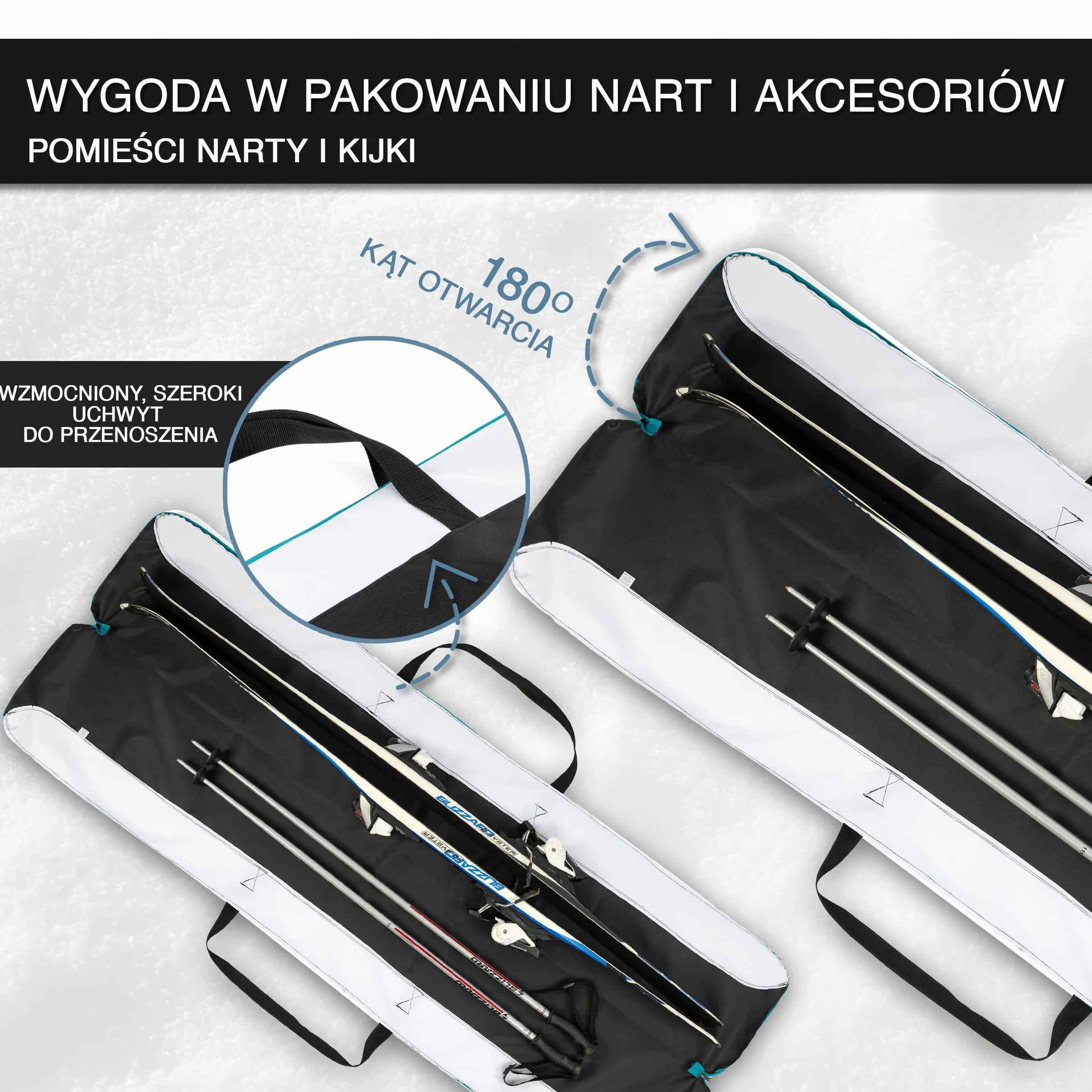 zestaw pokrowiec na narty i pokrowiec na buty narciarskie - solidny pokrowiec na narty - zestaw pokrowców na narty - wodoodporna torba na buty narciarskie z miejscem na kask