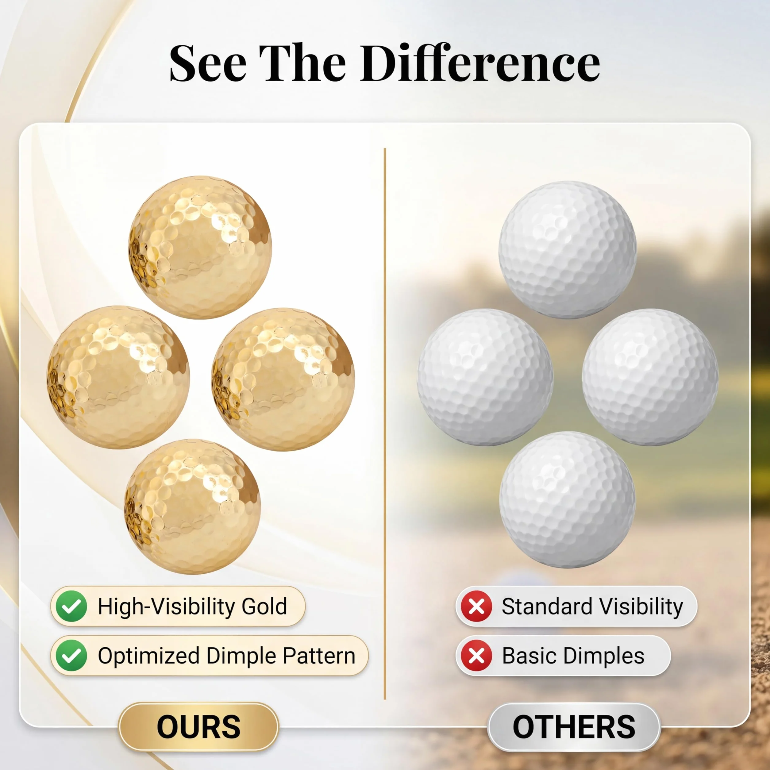 4-częściowa złota piłka golfowa do gry w golfa