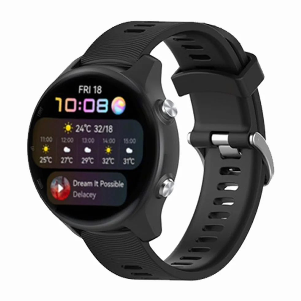 Silikonowy pasek zapasowy 20mm kompatybilny z Garmin Forerunner 245/245 Music, 645/645 Music, Vivoactive 3/5/3 Music, Vivomove HR/Venu/Move 3 Czarny