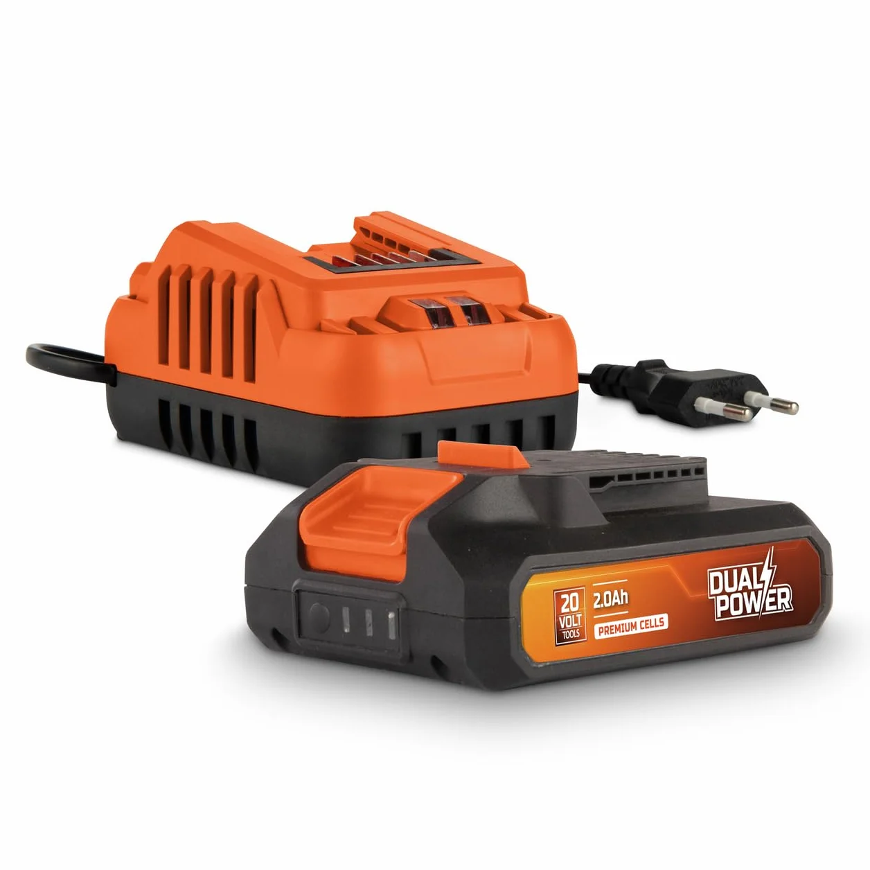 POWER plus Zestaw akumulatorów i ładowarek Dual Power POWDP90620-20 V, akumulator 2,0 Ah – do narzędzi 20 V – ładowarka 2 A – do akumulatorów 20 V i 2 x 20 V – do wkrętarek akumulatorowych, wiertarek,