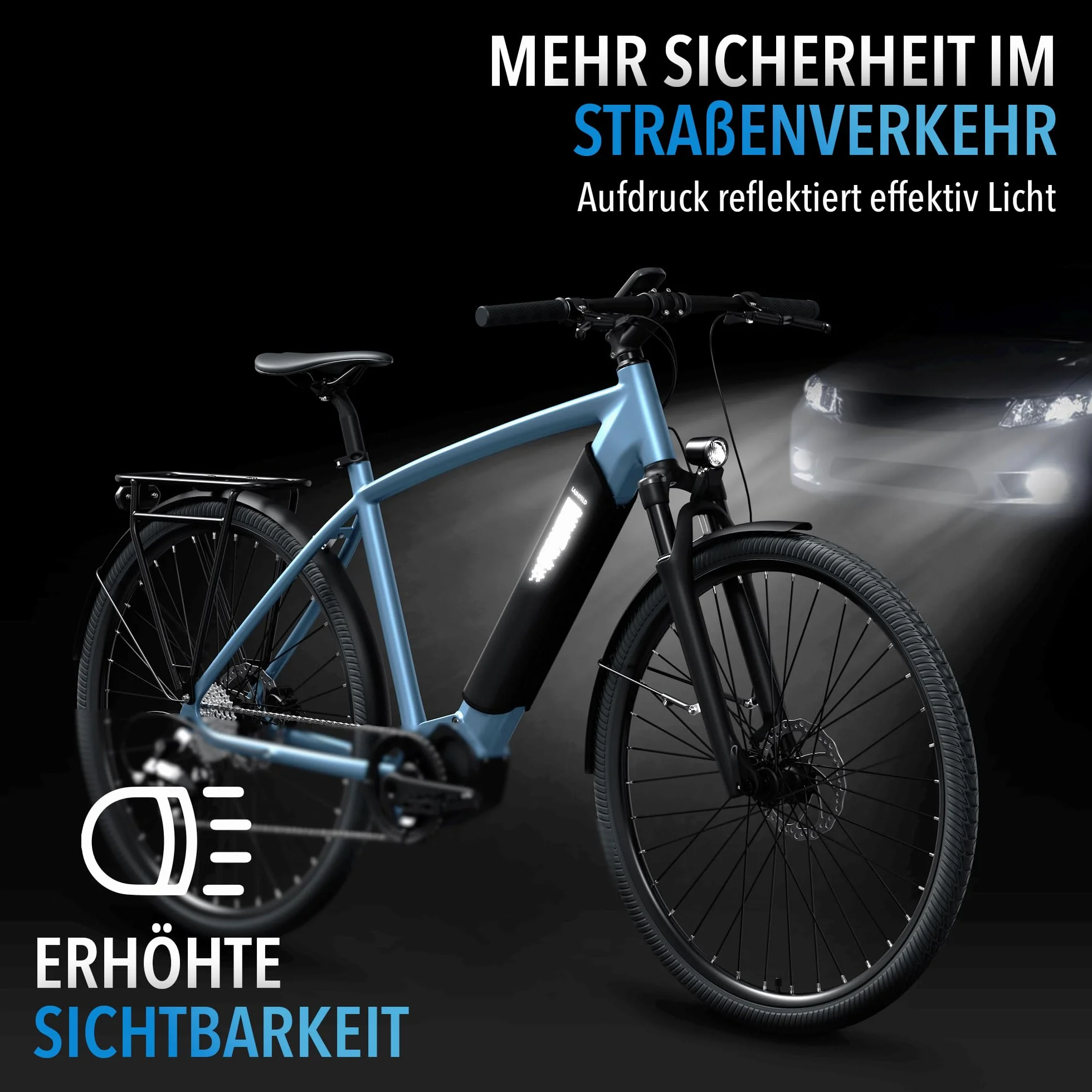 LAINFELD Pokrowiec ochronny na akumulator do roweru elektrycznego z elementami odblaskowymi | obwód 30-41 cm | uniwersalne dopasowanie | chroni przed zimem i brudem | ochrona akumulatora z neoprenu