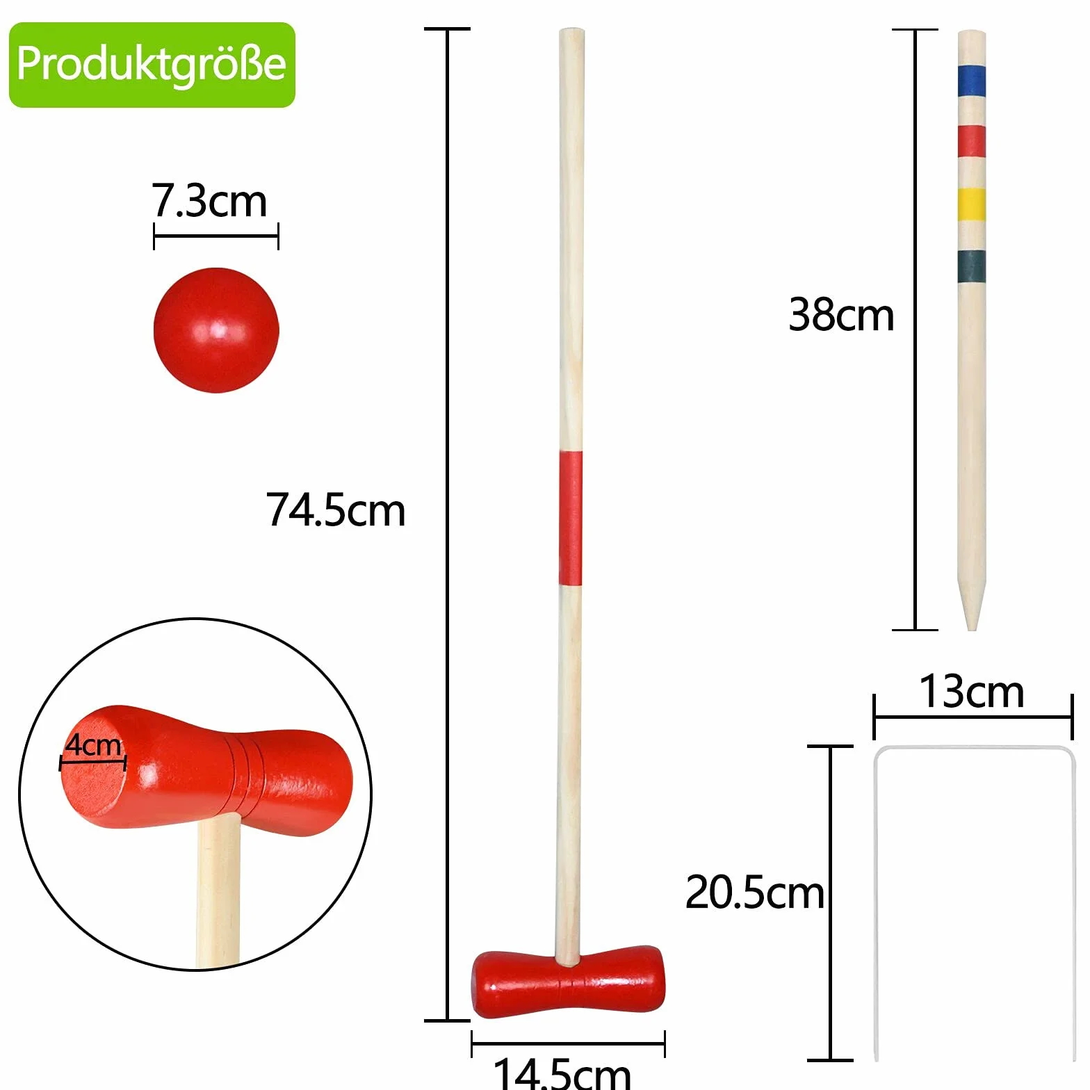 Aufun Croquet Set do gry w krokieta Outdoor Croquet Game 4 gracze, dla dzieci i dorosłych