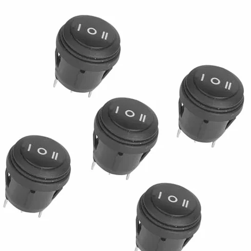 Przełącznik kołyskowy 5 szt., SPST ON/OFF/ON 3-pinowy 3-pozycyjny przełącznik zatrzaskowy 10A/125V 6A/250V wodoodporny mini przełącznik do samochodu łodzi
