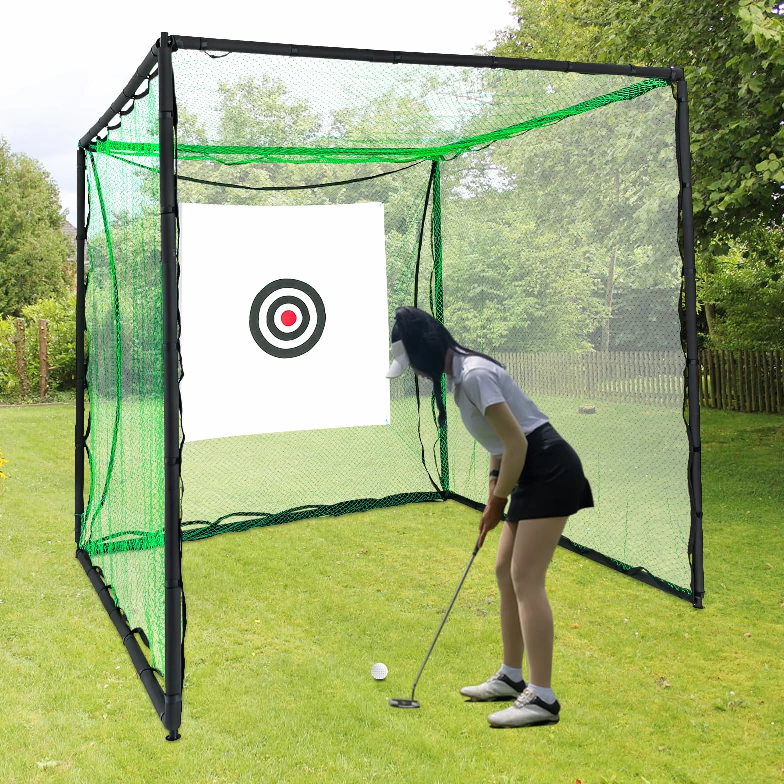 Golf Praxis siatka do ćwiczeń, składana klatka do gry w golfa, pomoc treningowa z chustką do golfa chipping, siatka treningowa do użytku wewnątrz i na zewnątrz