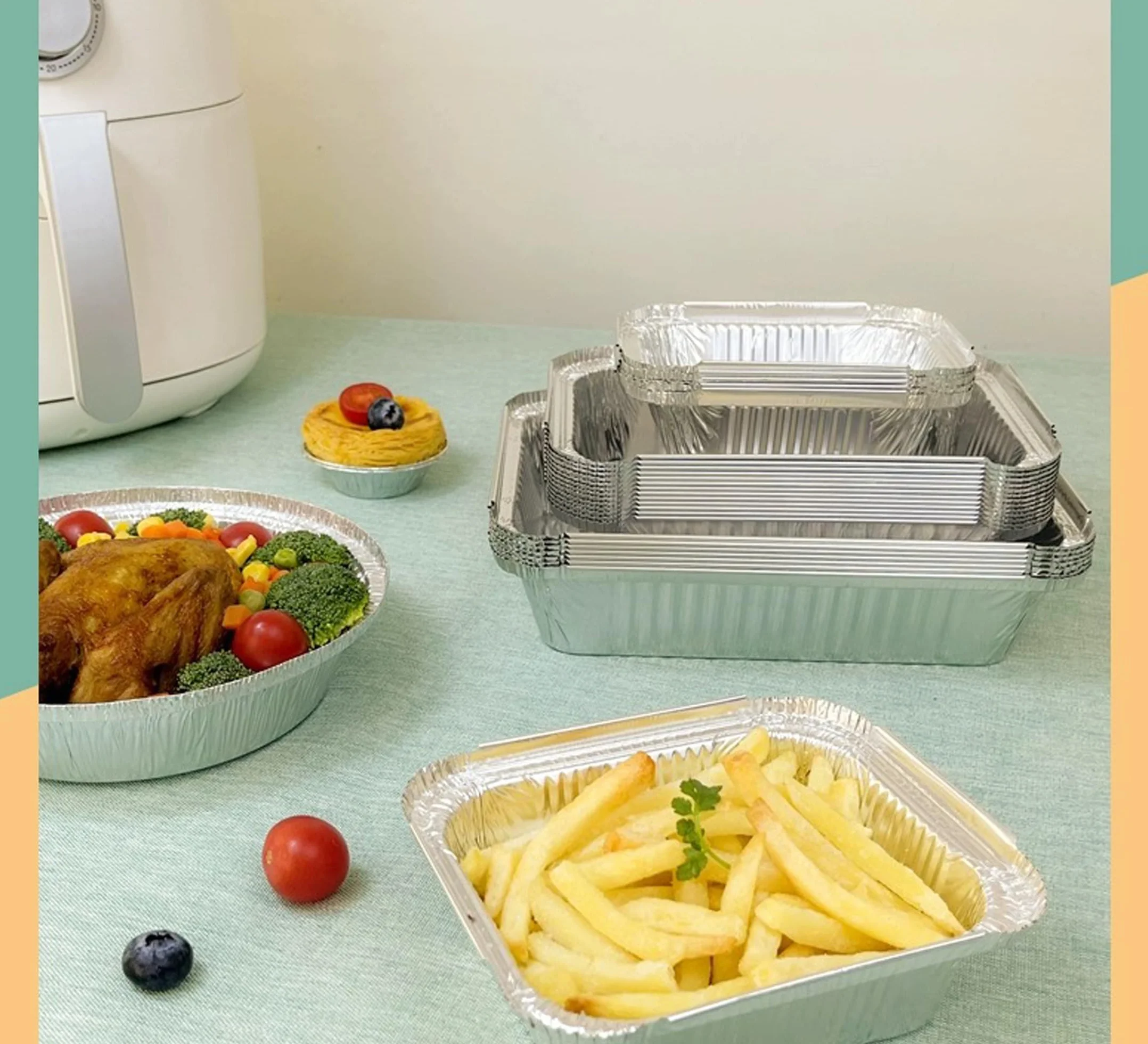 30 sztuk aluminiowych miseczek z pokrywką, 1750 ml/700 ml/410 ml, po 10 sztuk, do gotowania, pieczenia, smażenia.