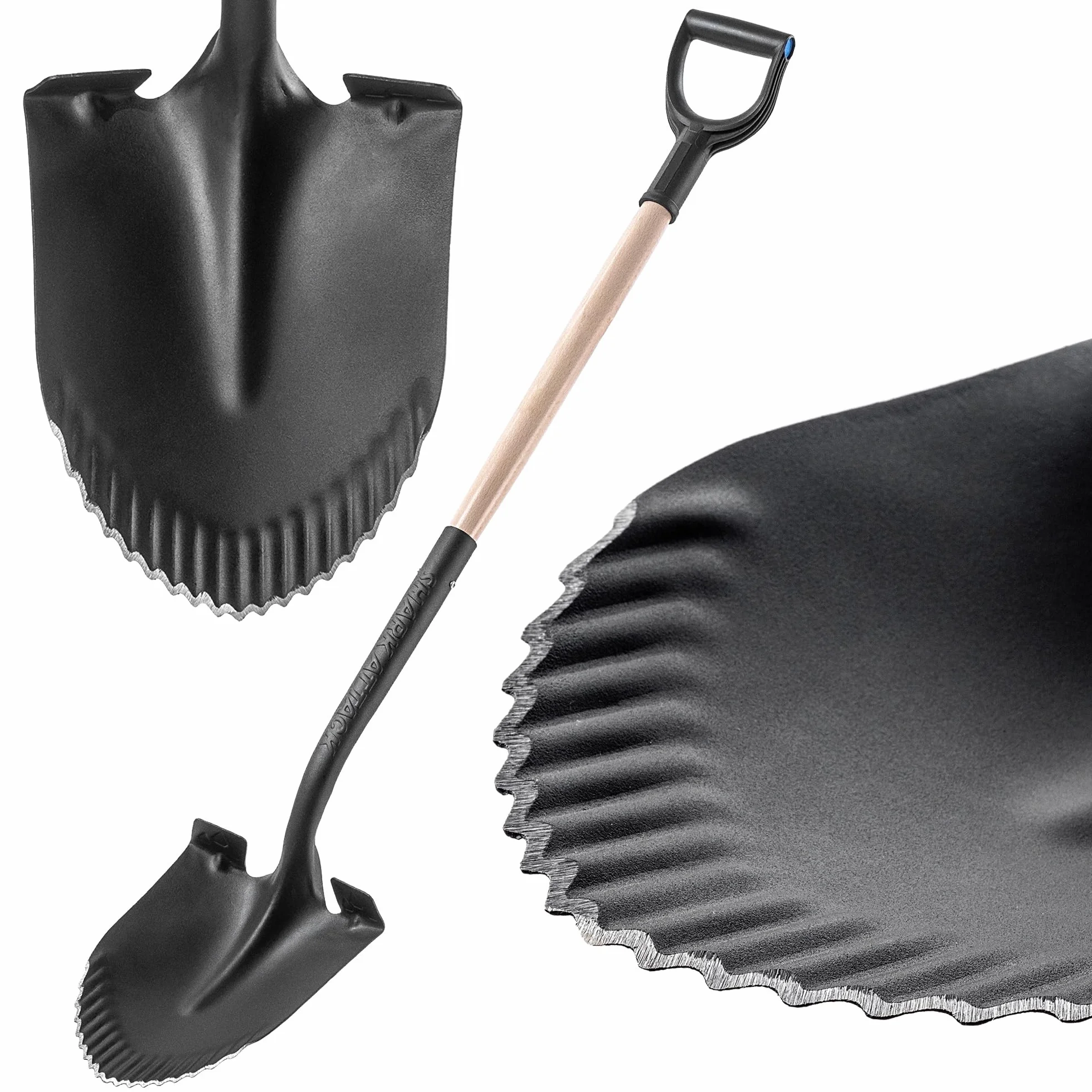 KADAX Szpadel drenażowy, spiczasty, z uchwytem D i trzonkiem, lekki, z zębami 130 x 23,5 cm do wykopów i rowków drenażowych w twardej, mokrej ziemi