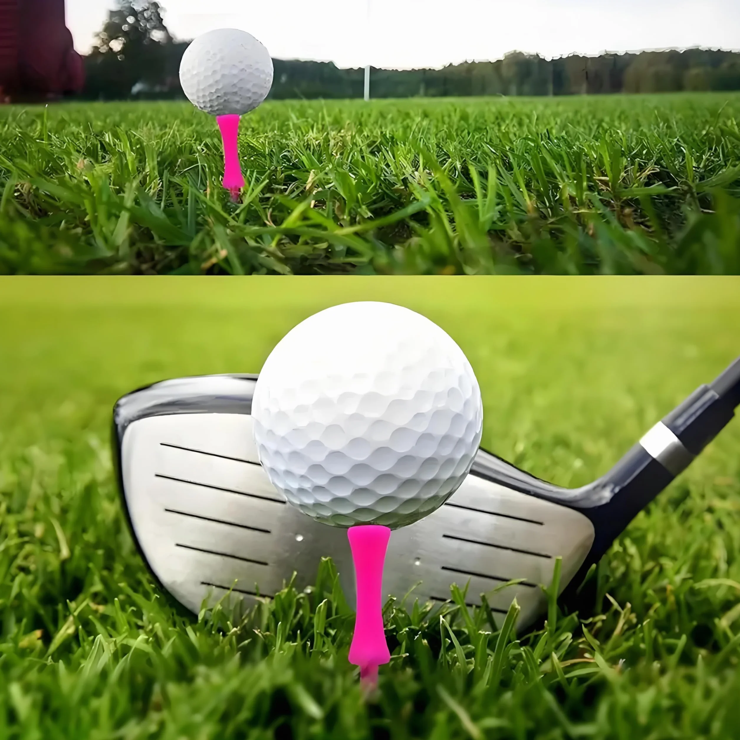 Plastikowe tee golfowe 57 mm 100 sztuk różowe do ćwiczeń i treningu