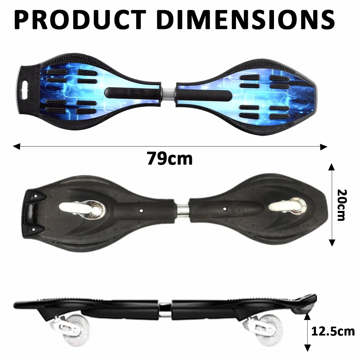 ERNAN Caster Board, Street Surfing Waveboard Light Up LED Wheels Skateboard Youth Caster Board. Deska rolkowa z świecącymi kółkami dla dzieci/nastolatków.