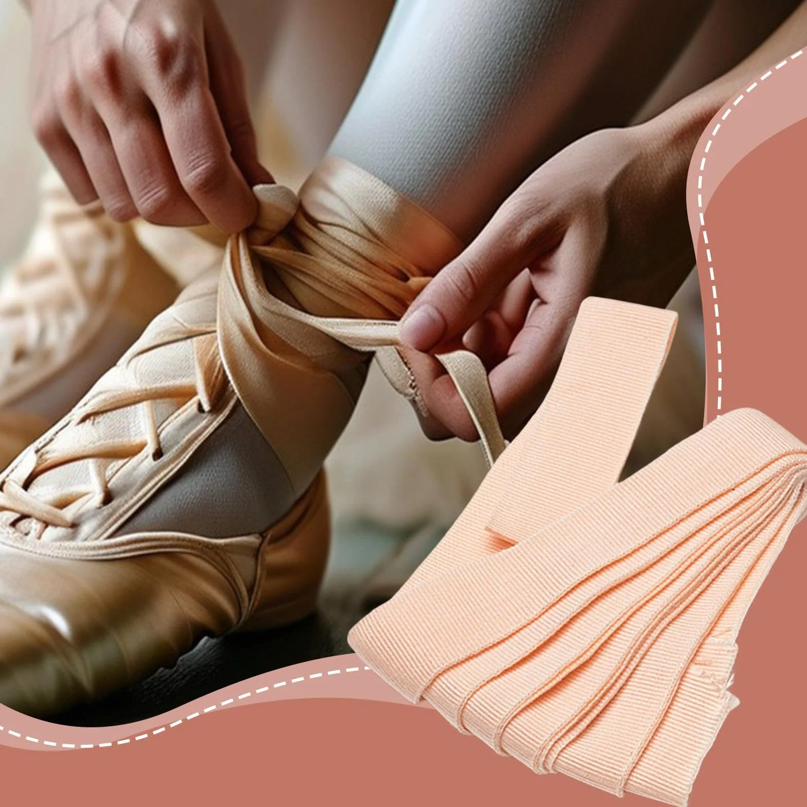 Elastyczne buty Pointe – akcesoria baletowe ze stretchem ze wstążką Pointe Shoes | Artykuły do tańca baletowego do klasy, występów, treningu, rzemiosła lub profesjonalnego użytku tanecznego