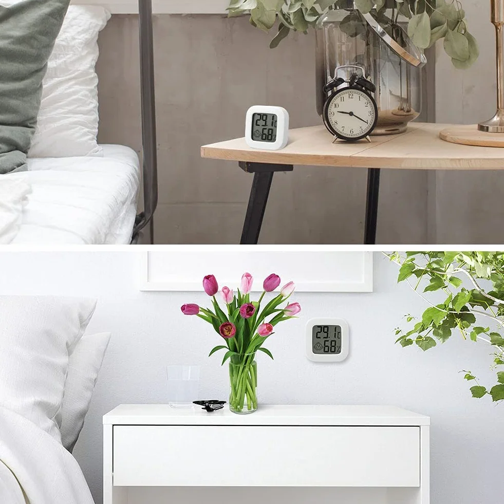 flintronic Termometr do higrometru wewnętrznego, 2 szt., mini termometr, higrometr, wysoka precyzja, monitor temperatury i wilgotność powietrza, wskaźnik poziomu komfortu dla domu, biura