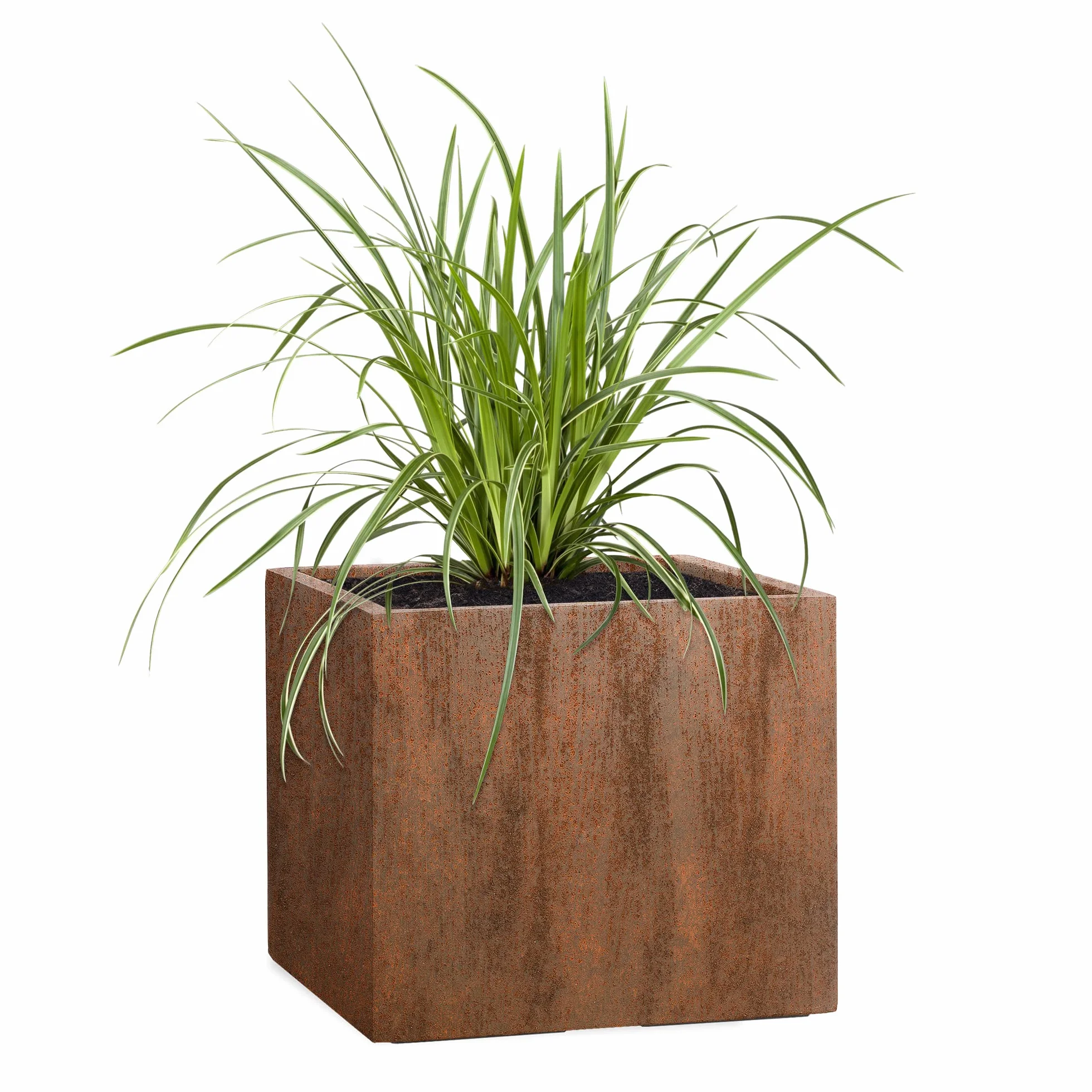 Pflanzwerk® Donica na rośliny z włókna szklanego Cube rdzawa brązowa 30 x 34 x 34 cm XXL *odporna na mróz * ochrona przed promieniowaniem UV * * * produkt wysokiej jakości