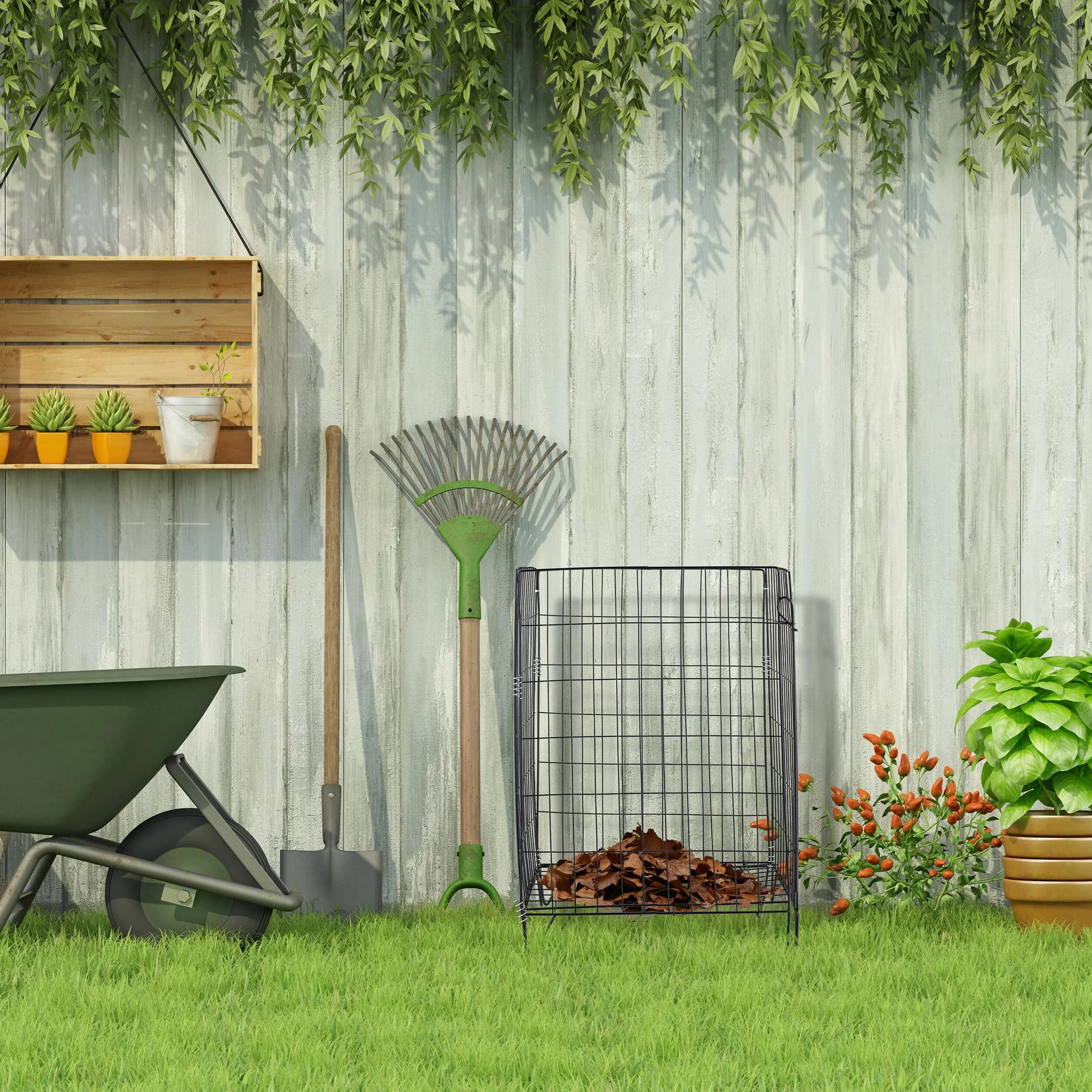 Relaxdays Kompostownik metalowy, kratka podłogowa i nóżki, (wys. x szer. x gł.): 68 x 46 x 46 cm, na odpady ogrodowe, kratka kompostowa, stal, czarny