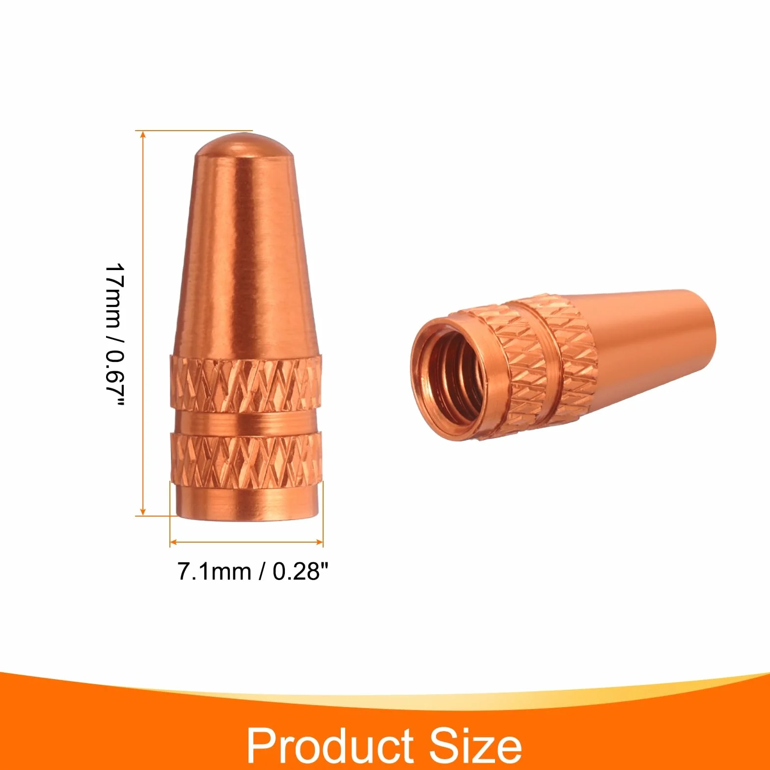 QUARKZMAN 6 sztuk nakrętek na wentyle rowerowe z anodowanego aluminium, nakrętki na wentyle powietrzne, osłonki przeciwpyłowe do MTB, rowerów wyścigowych, rowerów, pomarańczowe