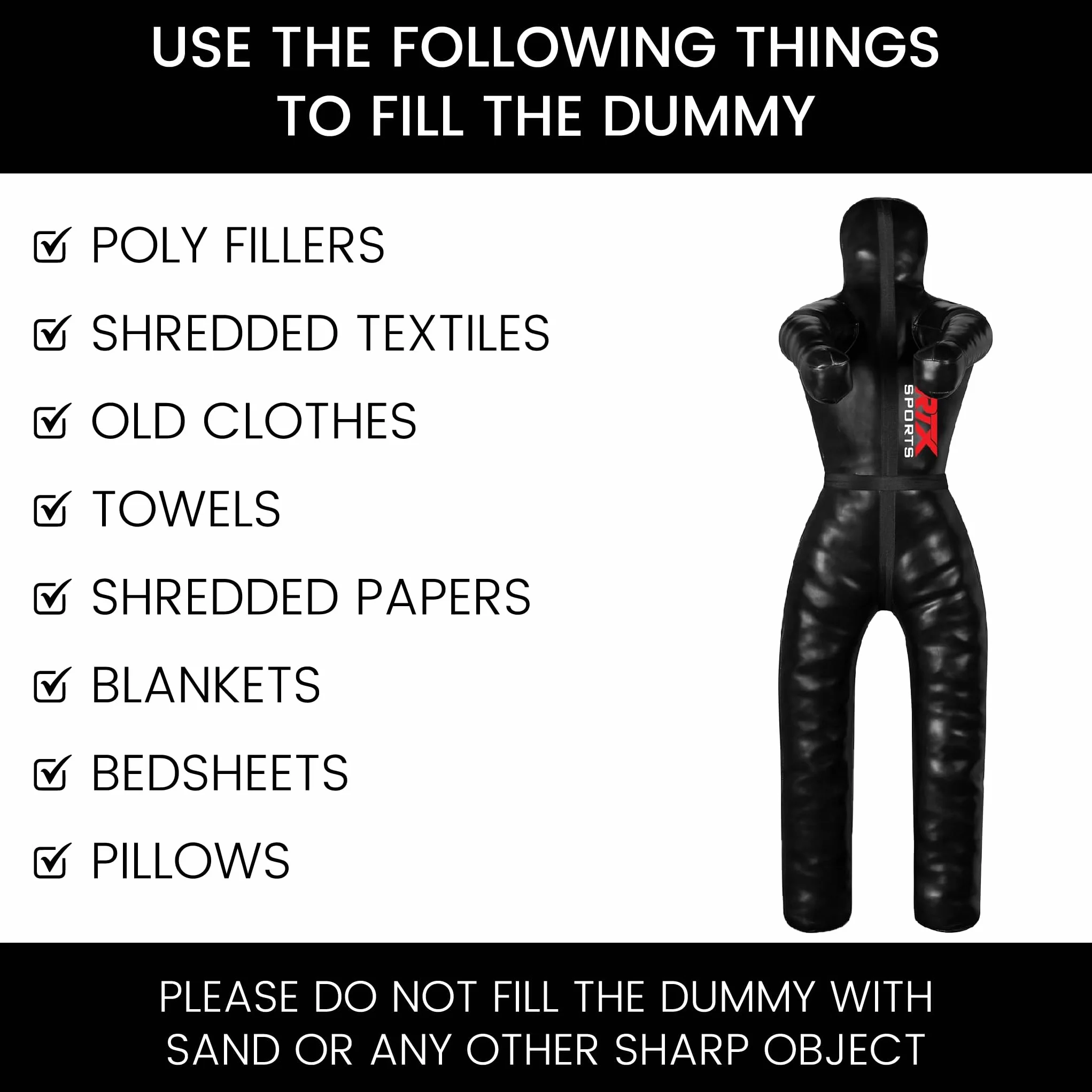 RTX MMA Judo Grappling Dummy Boxing Bag Brazylijski BJJ Jiu Jitsu Stanowisko Wrestling BJJ Dummy Martial Arts Boxing Box Training Dummies - Rexine - Unfilled