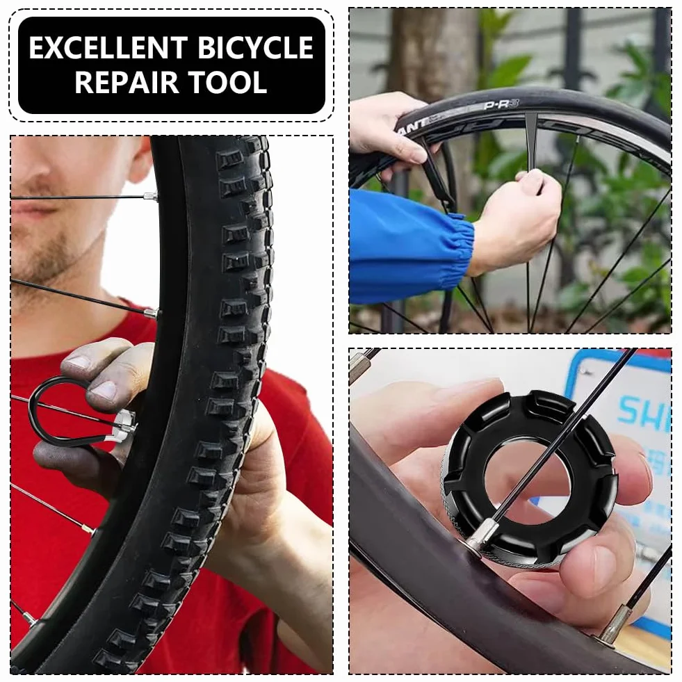 flintronic Narzędzie do szprych rowerowych, Zestaw narzędzi do szprych rowerowych, Klucz do szprych 6 w 1, Klucz do szprych rowerowych, 10-15 kalibr, Narzędzie do konserwacji kół rowerowych do roweru