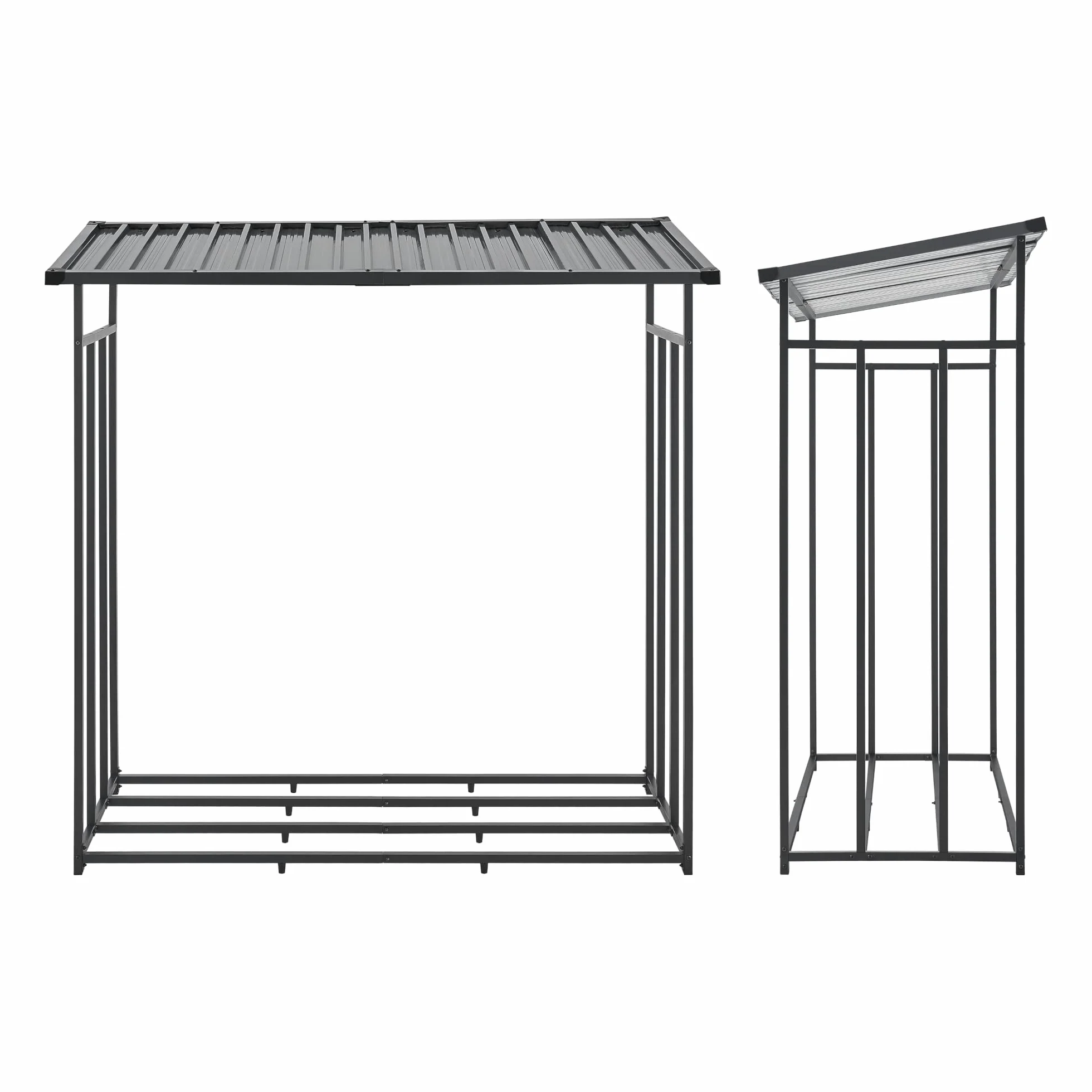 casa.pro Yakutat regał na drewno kominkowe, stojak na drewno opałowe, metalowy, 185 x 180 x 70 cm, czarny