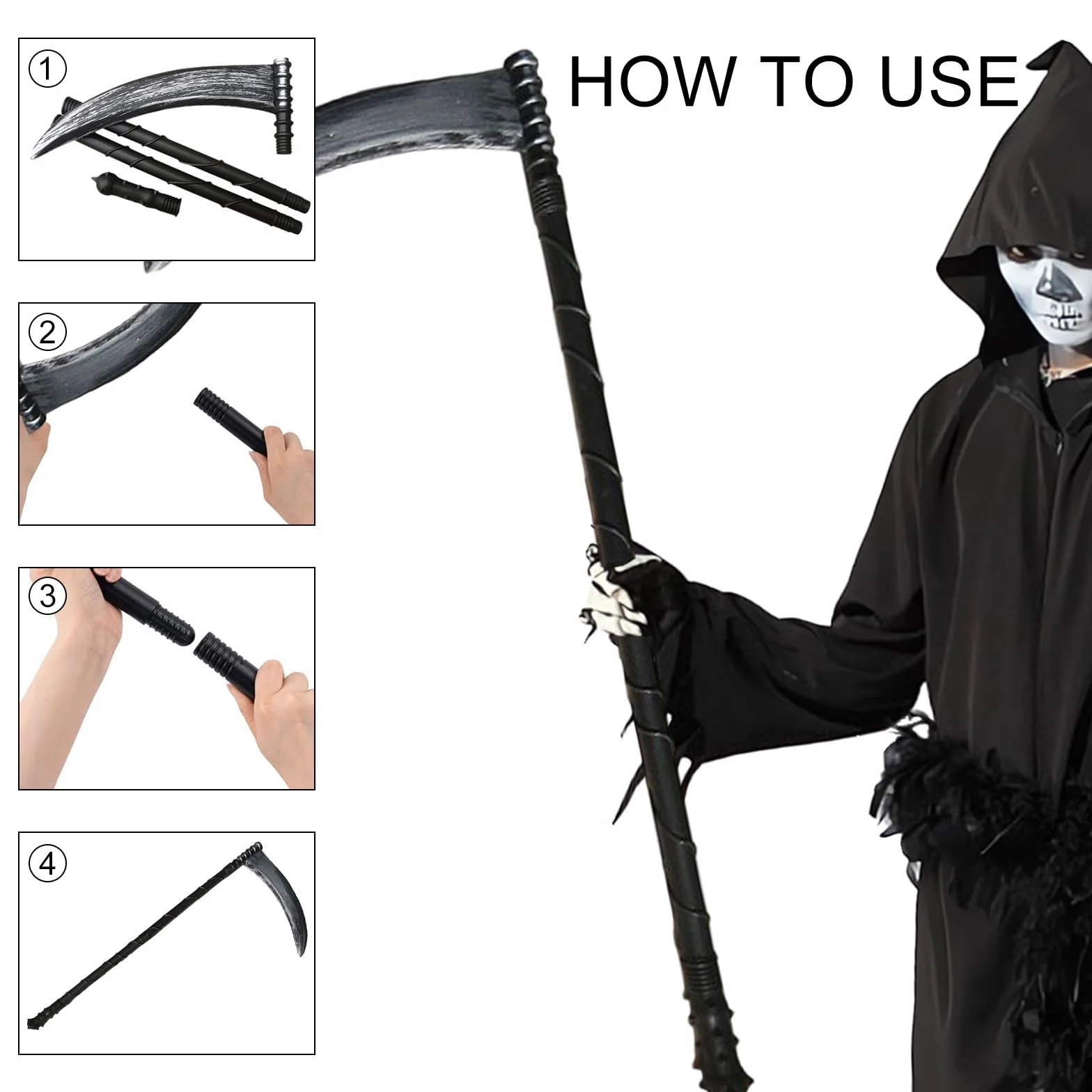Sensa na Halloween, kosa ponury żniwiarz, akcesoria z tworzywa sztucznego, na Halloween, Cosplay, karnawał, imprezę tematyczną, możliwość rozłożenia, oszczędność miejsca, długość 81 cm