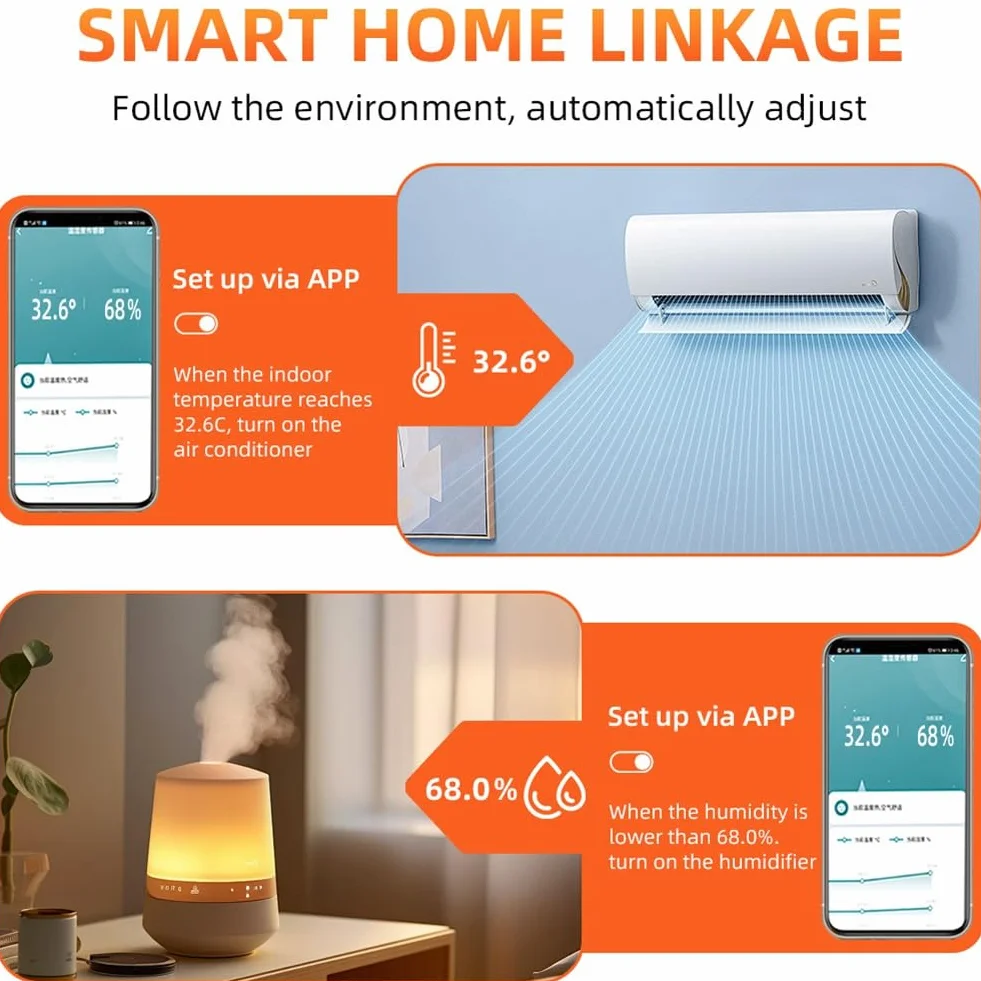 ZigBee czujnik wilgotności powietrza i temperatury, inteligentny higrometr, termometr, zdalne monitorowanie i powiadomienia Smart Home