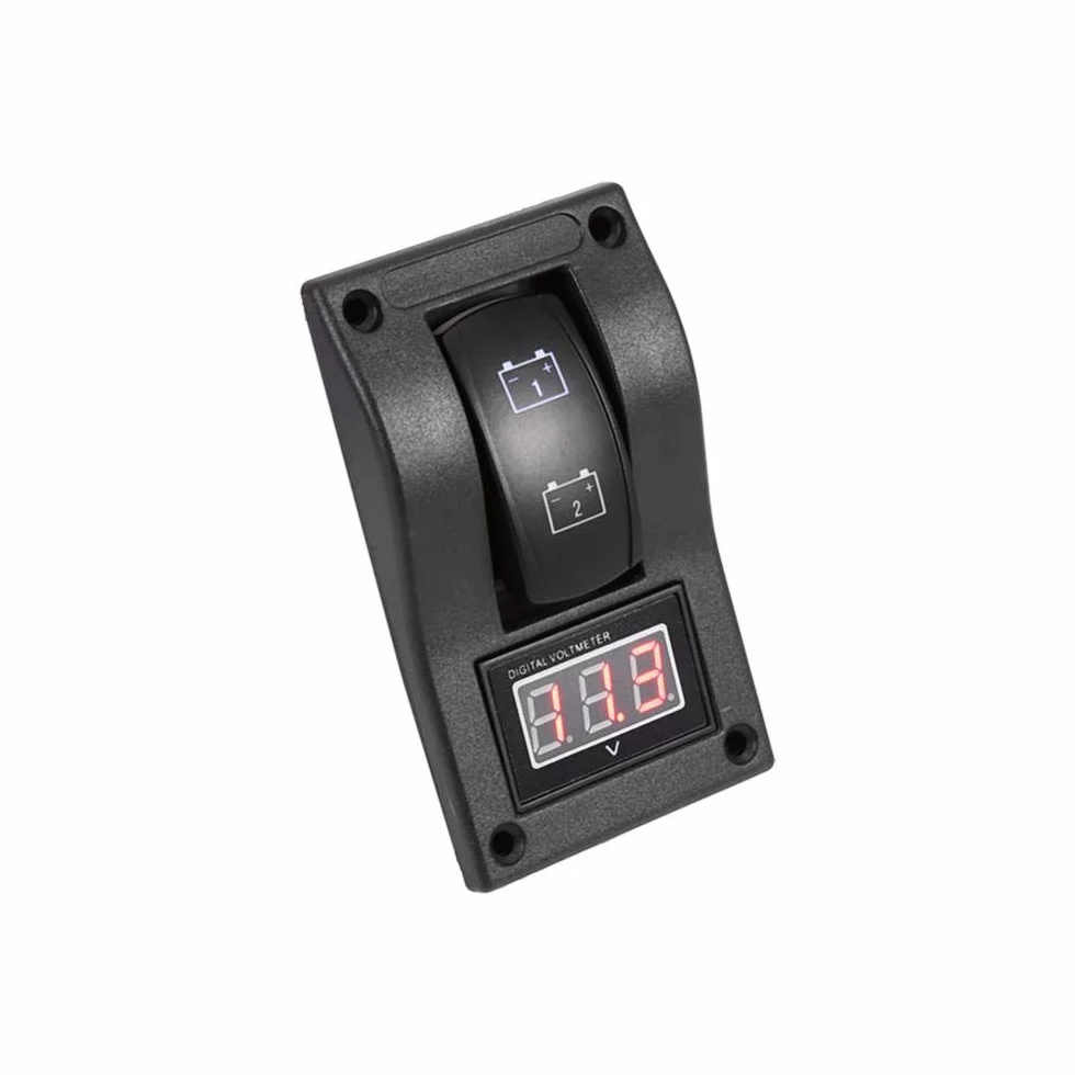 Akozon panel testowy akumulatora 12V DC LED woltomierz łodzi morskiej przełącznik kołyskowy ON-OFF-ON