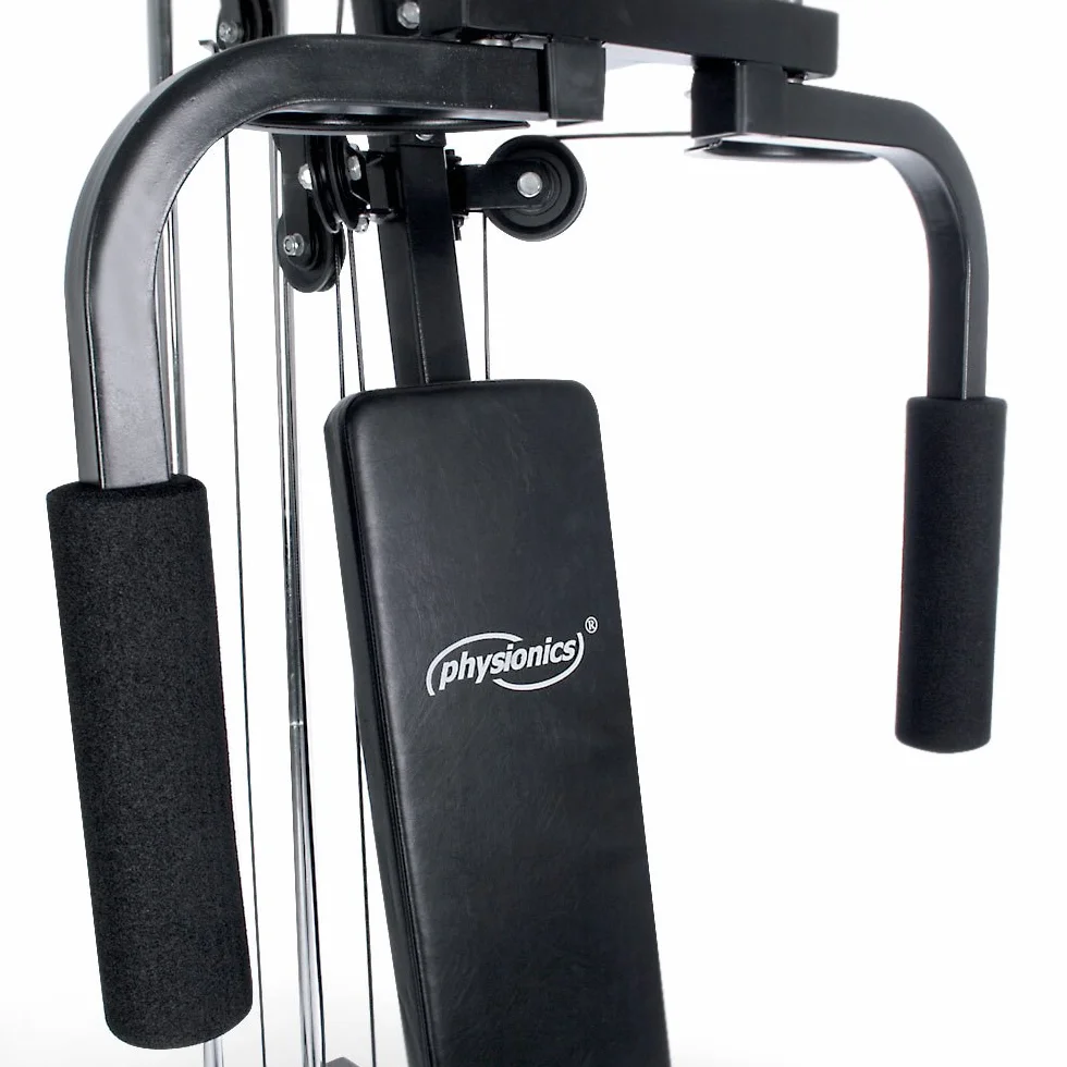 Physionics® Multi-Gym - 40 kg waga stos, wyciąganie nóg, prasa do klatki piersiowej, niski rząd, konstrukcja stalowa, czarna - domowa stacja treningowa, kompaktowa wielofunkcyjna maszyna do ćwiczeń