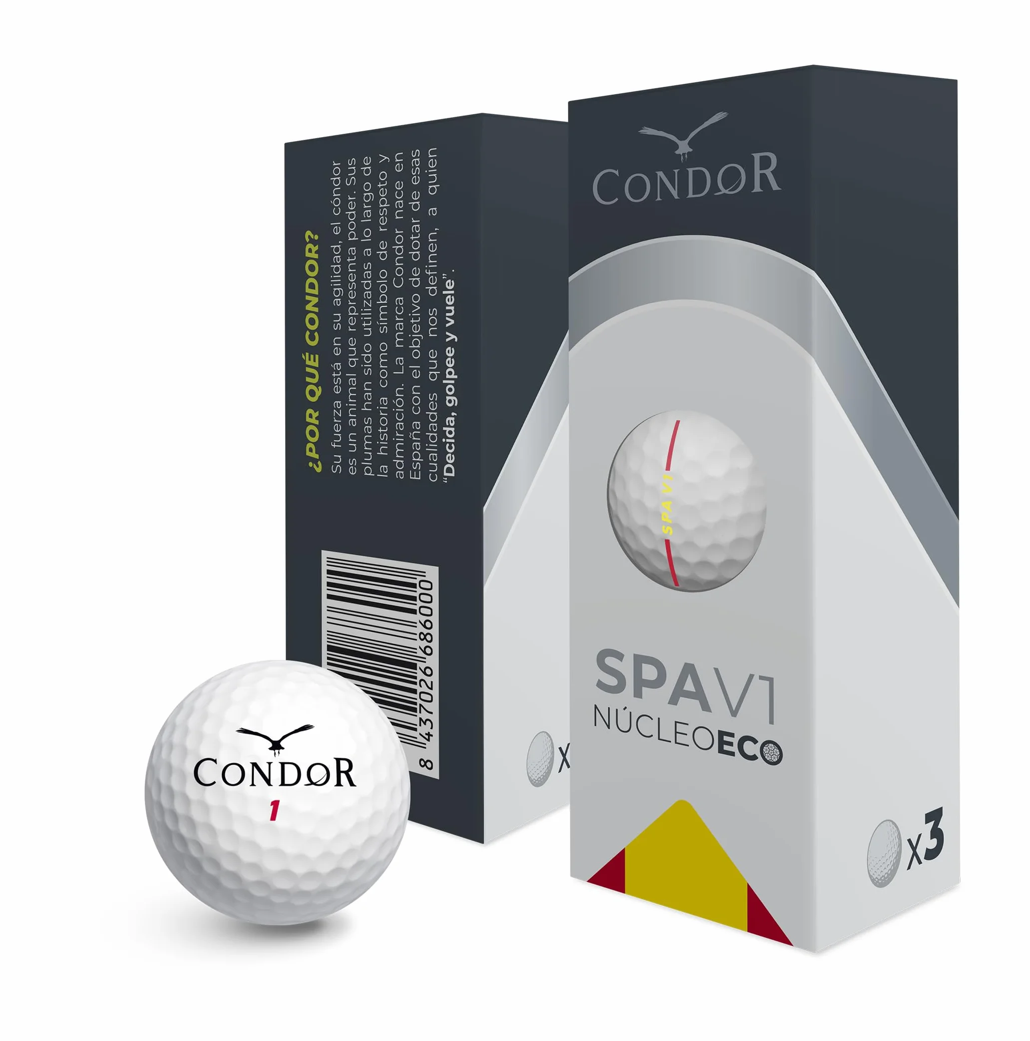 CONDOR Piłka golfowa V1 3 sztuki Ekologiczny rdzeń