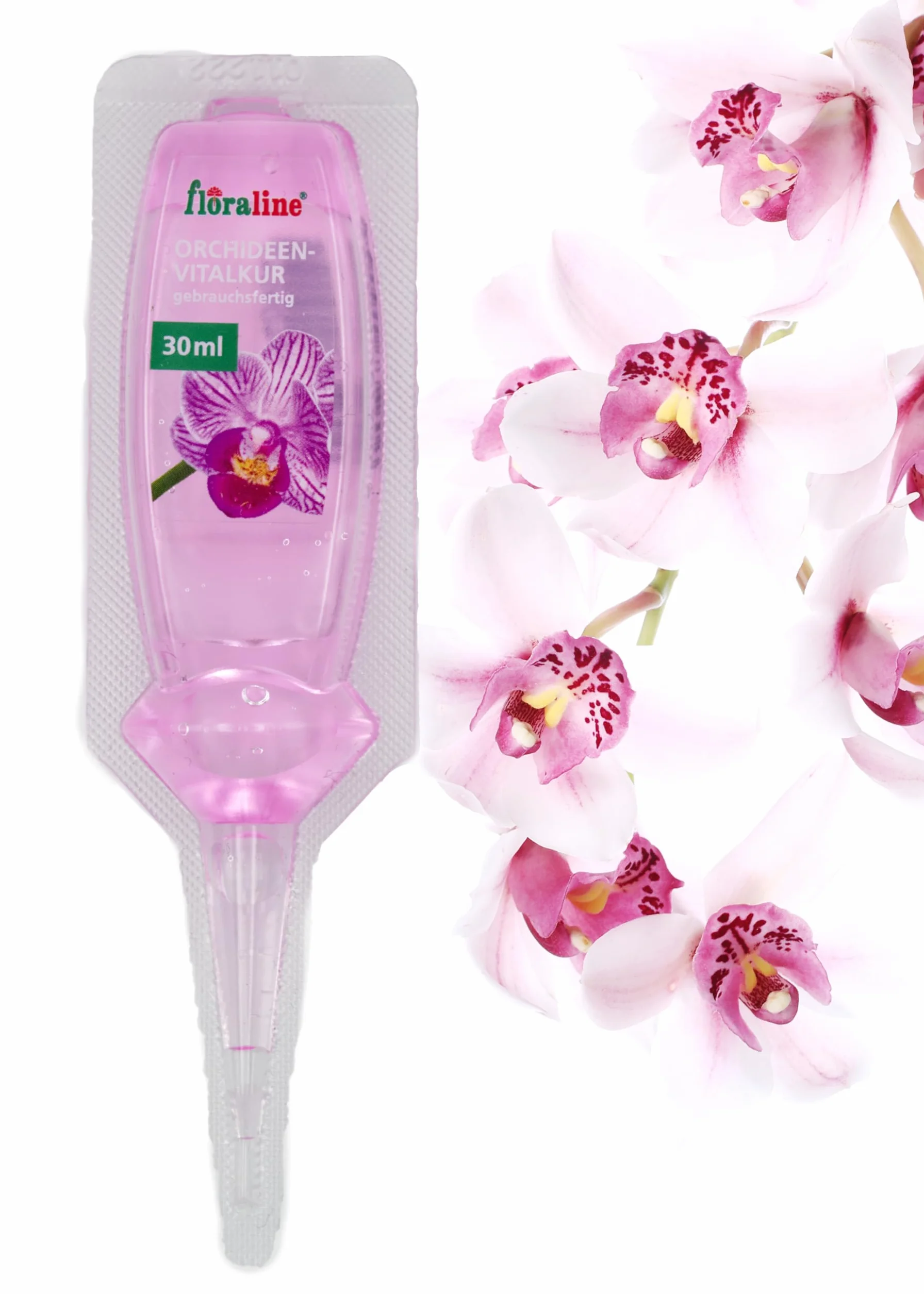 floraline® | Zestaw startowy nawozu do storczyków: 20 pałeczek, 3 x odżywka witalna i 250 ml Vital-Spray | na miesiące wspaniałe kwiaty ze wzrostem i zdrowymi i błyszczącymi kwiatami | delikatne