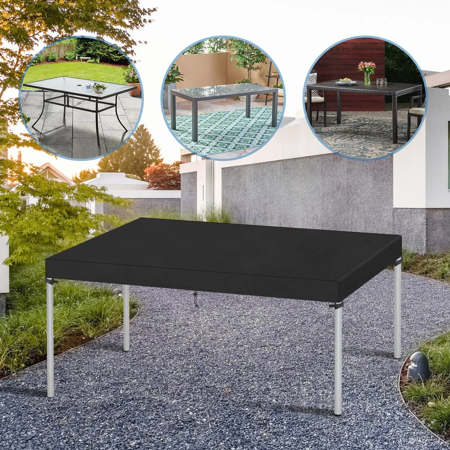VANSHEIM Zewnętrzny wodoodporny pokrowiec na stół - prostokątna osłona UV 150 x 90 x 15 cm